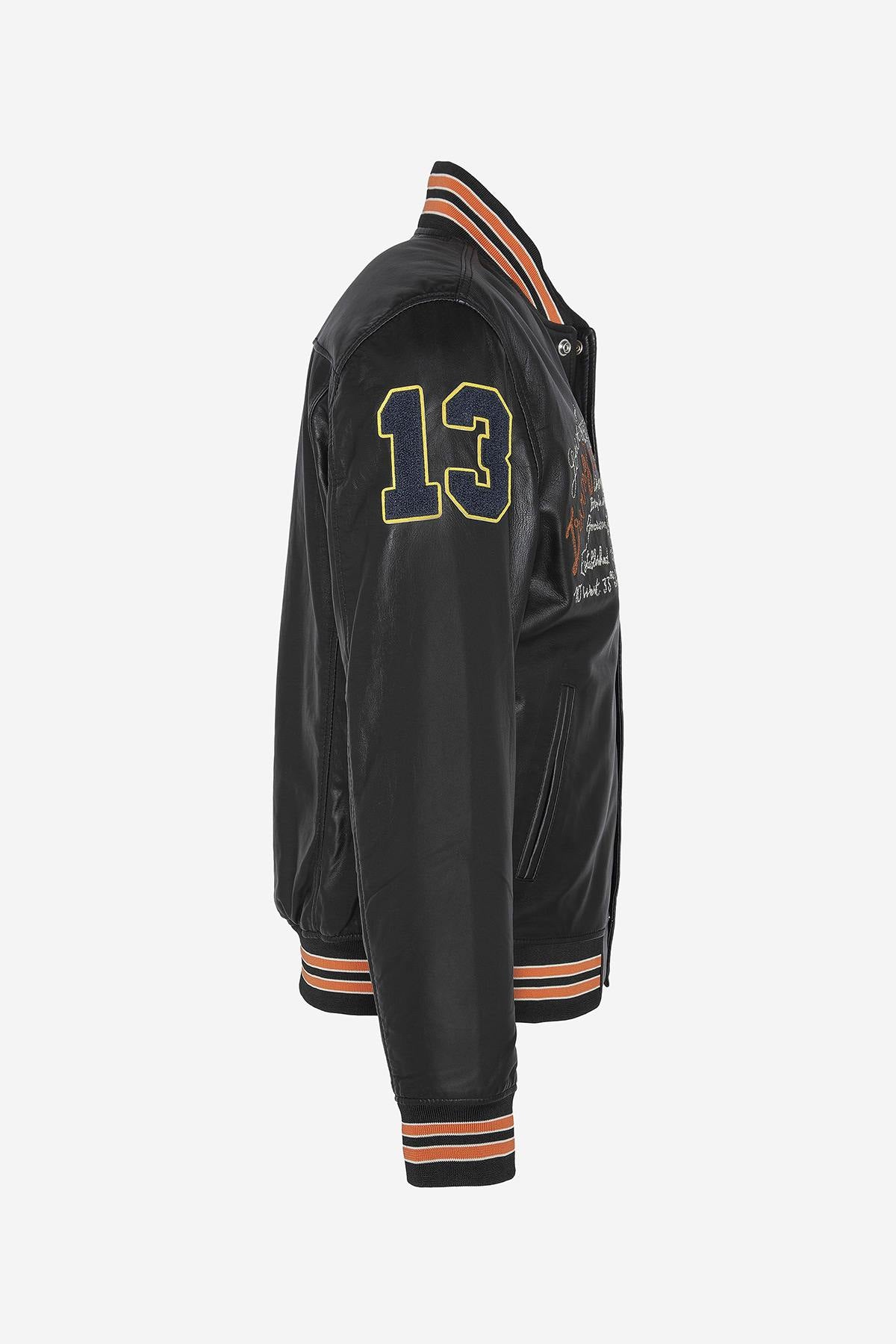 Black varsity teddy jacket - Image n°2