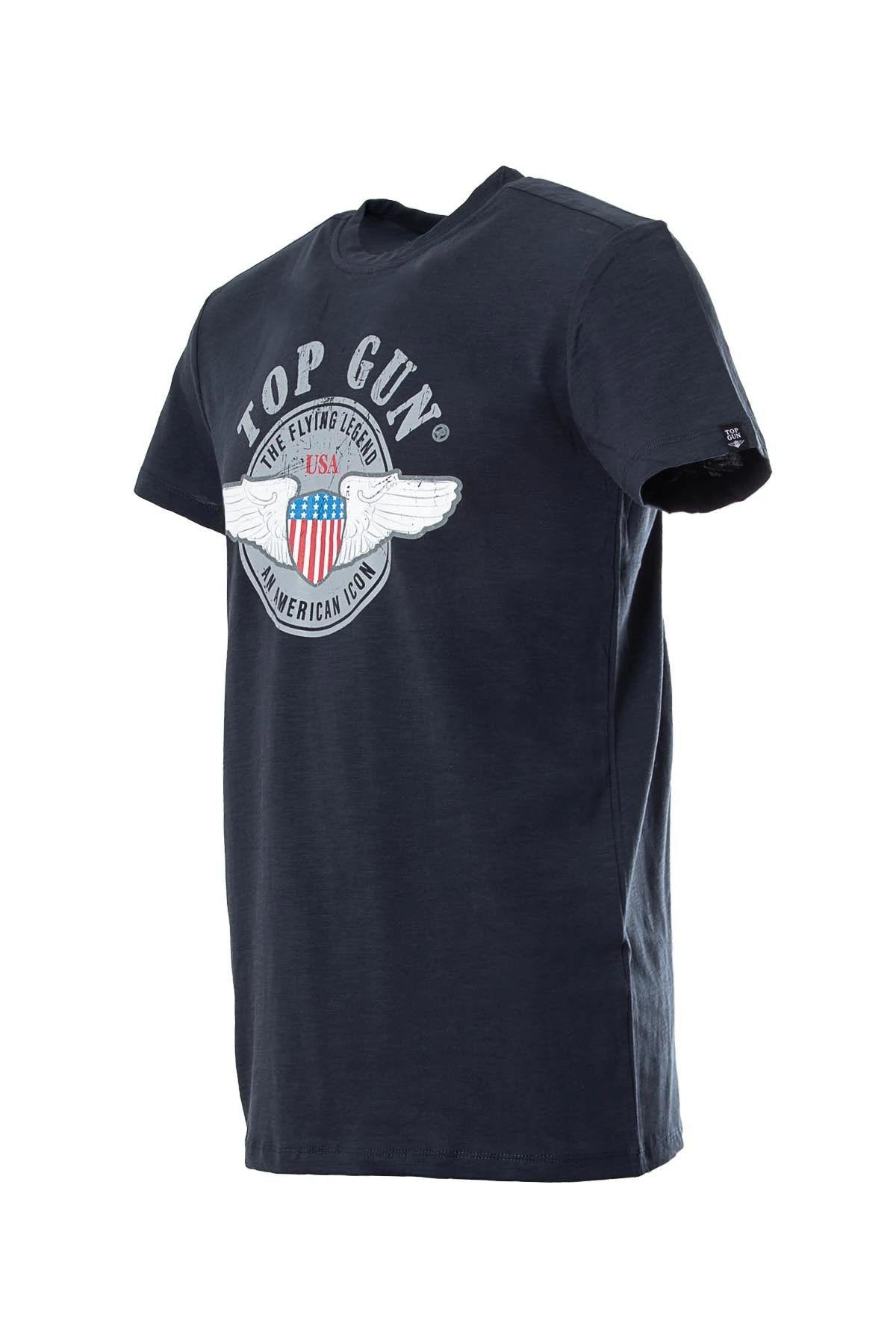 Men's navy blue top gun pattern t-shirt - Image n°2