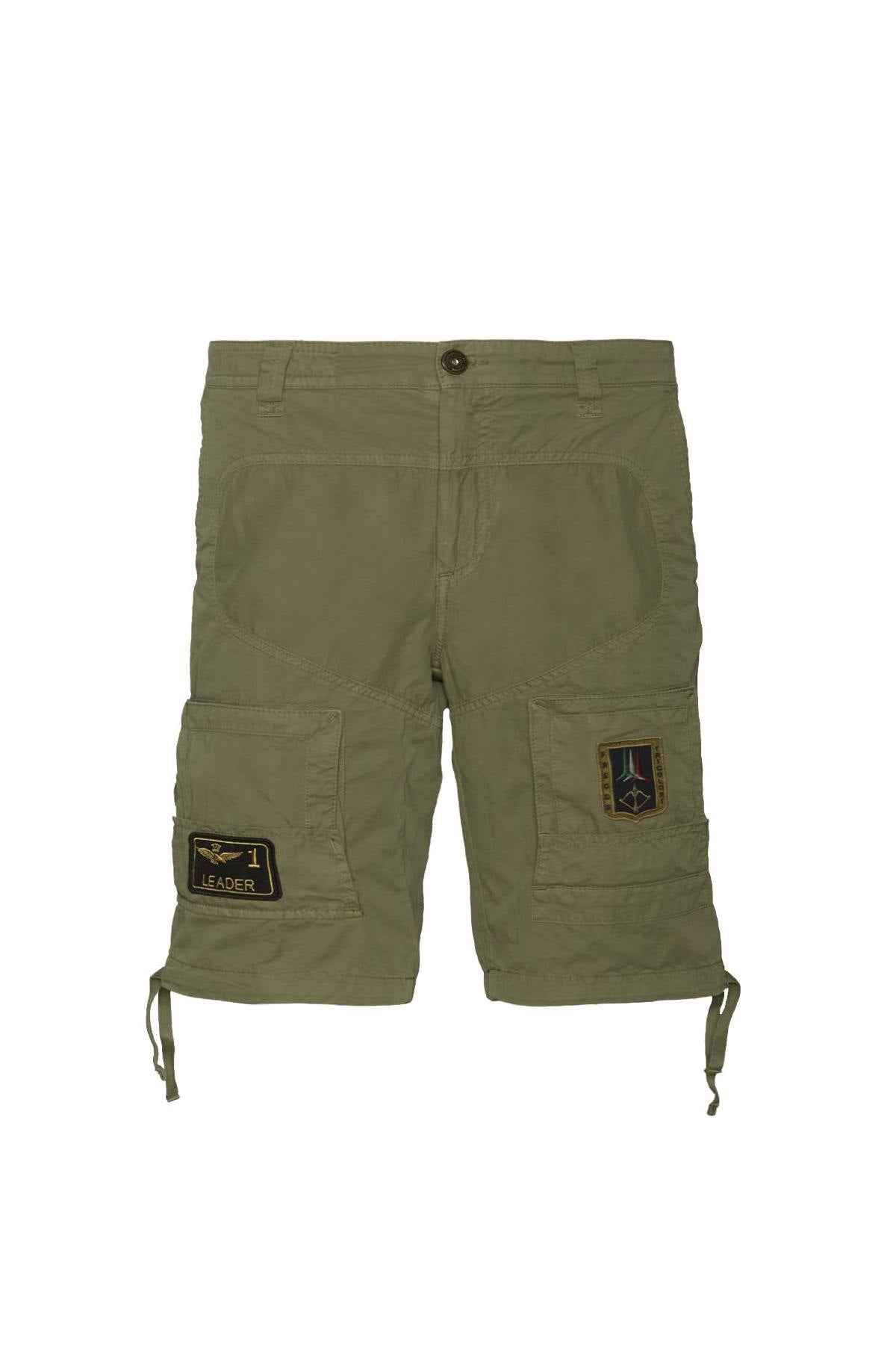 Military Bermuda shorts in khaki gabardine - Image n°3