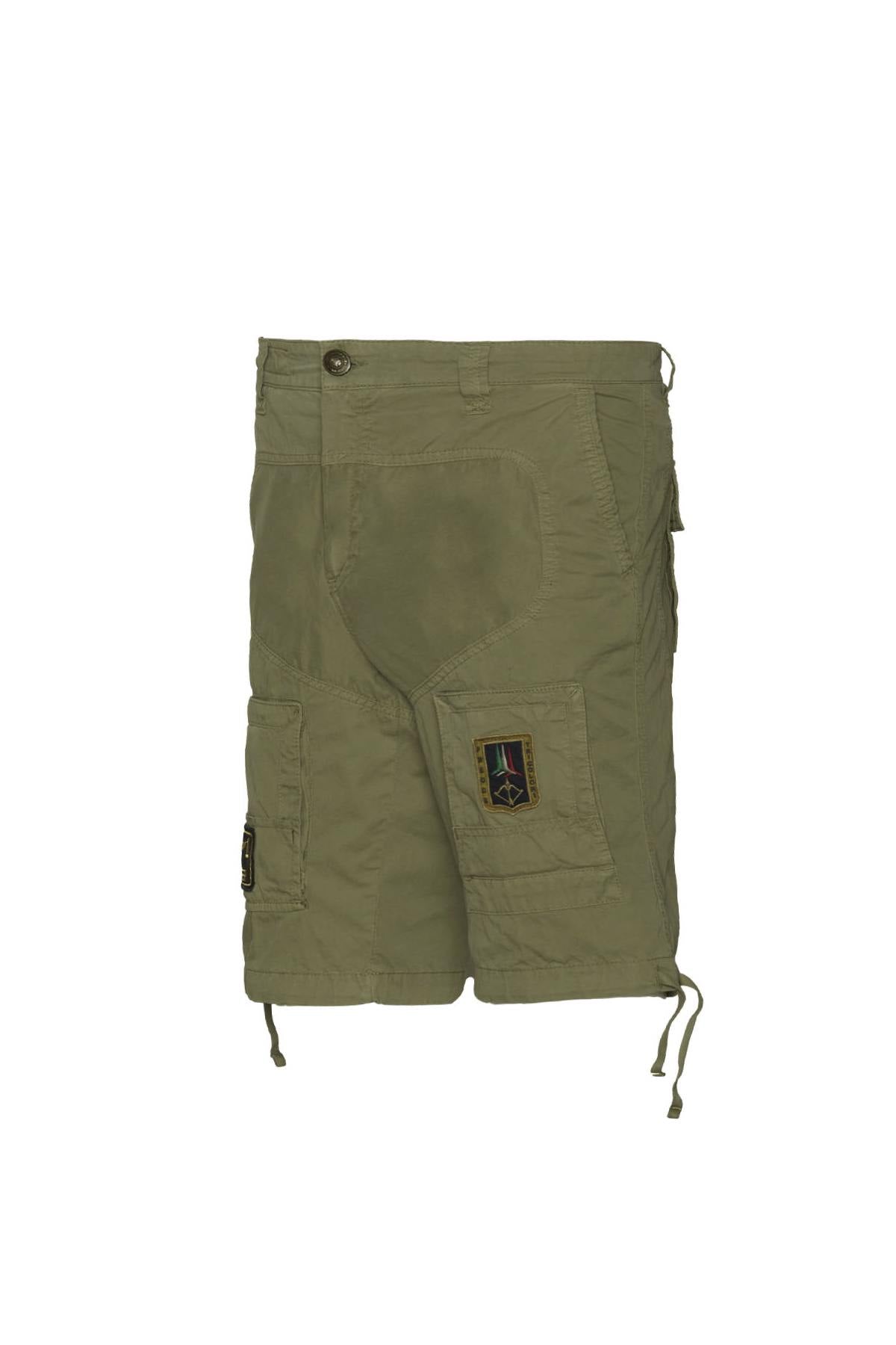 Military Bermuda shorts in khaki gabardine - Image n°5