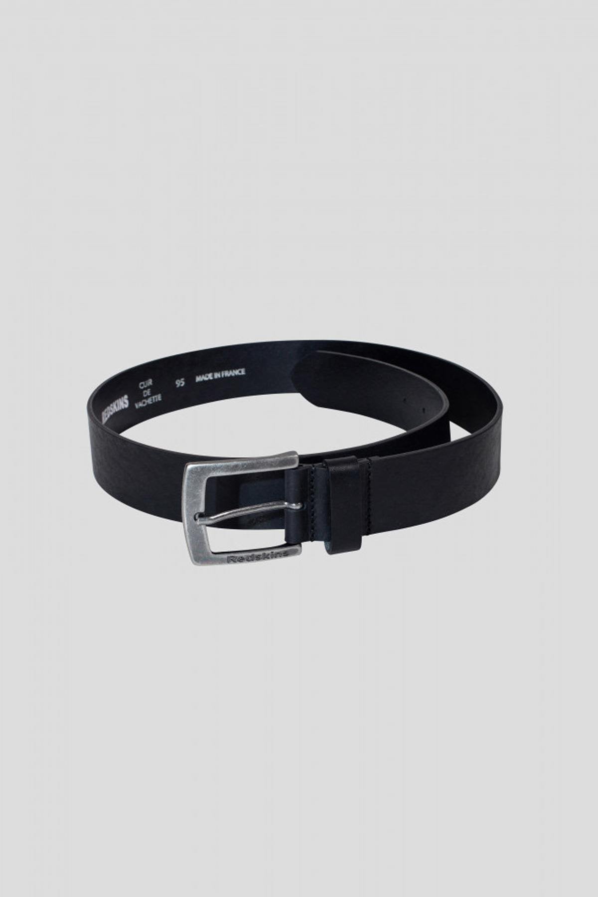 Black cowhide leather belt made in France - Image n°3