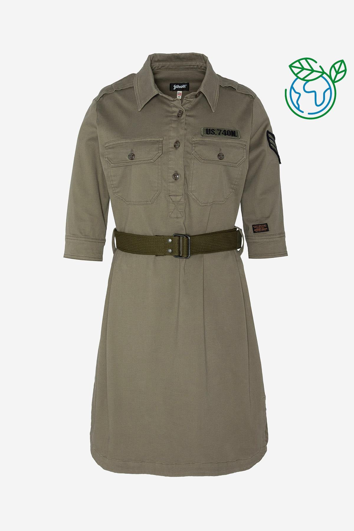 Khaki military uniform style dress - Image n°3