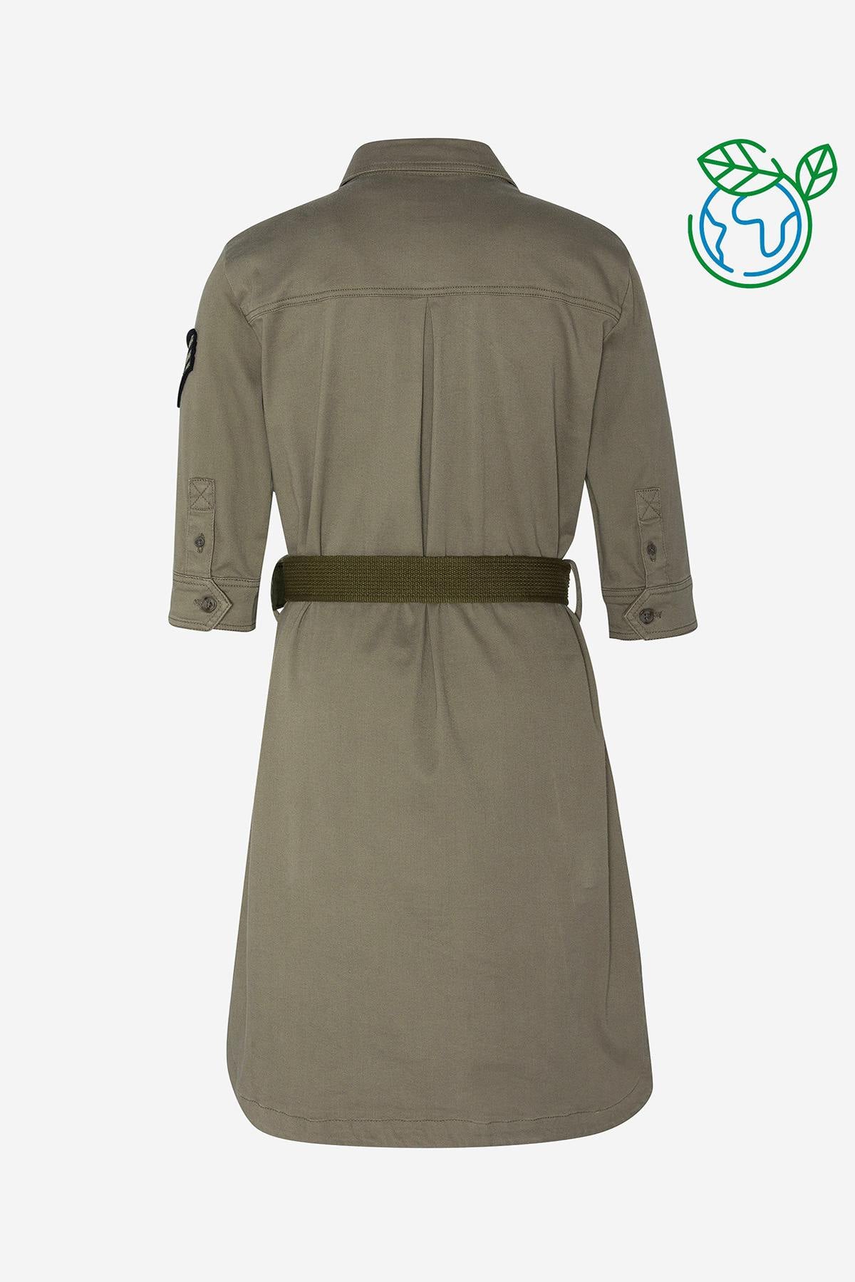 Khaki military uniform style dress - Image n°5