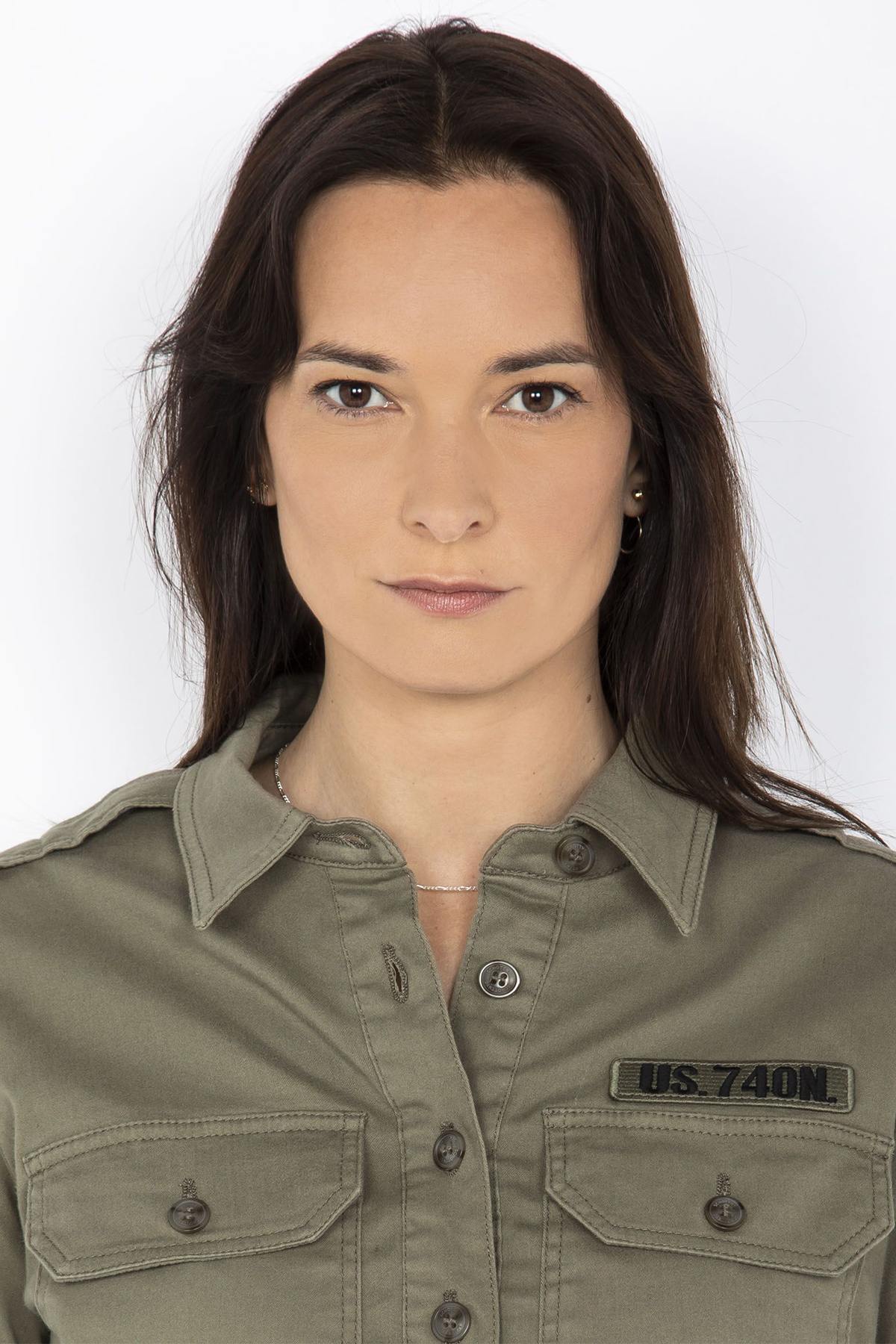 Khaki military uniform style dress - Image n°8