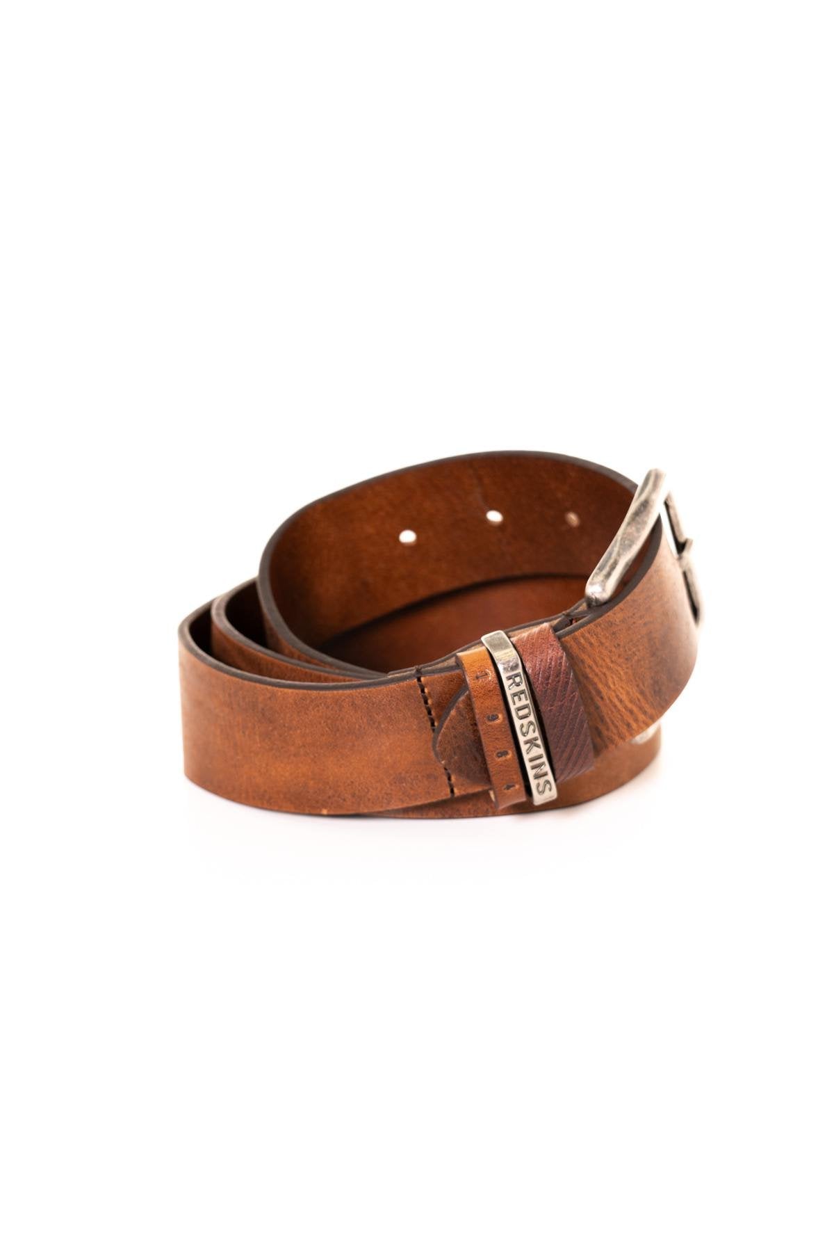 Brown cowhide leather belt - Image n°1