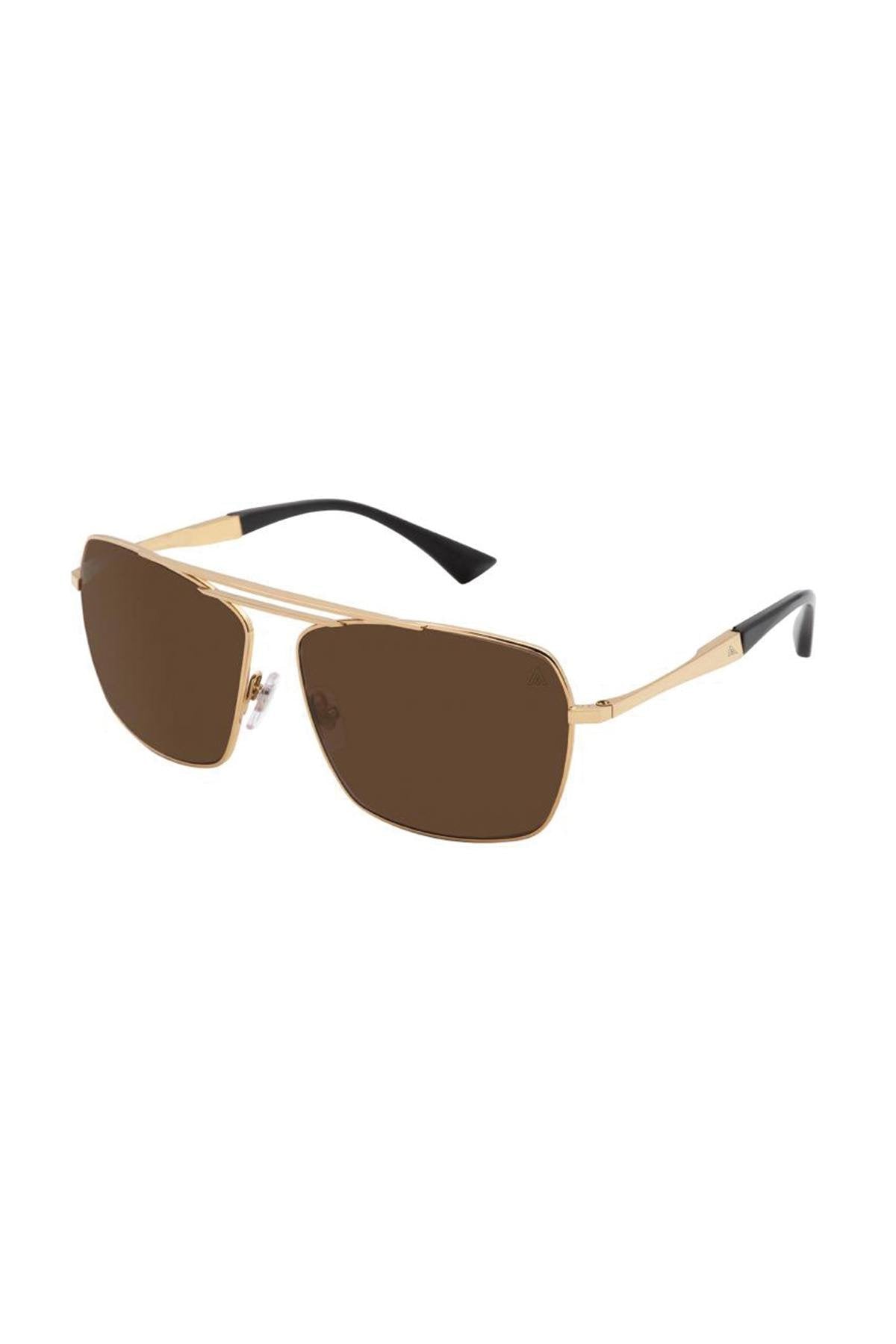 Gold-colored steel pilot sunglasses - Image n°1