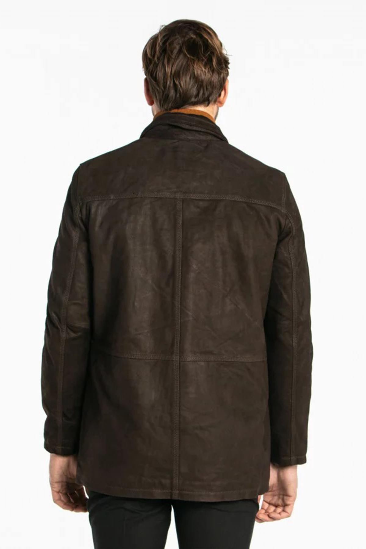 Brown cowhide leather coat - Image n°3