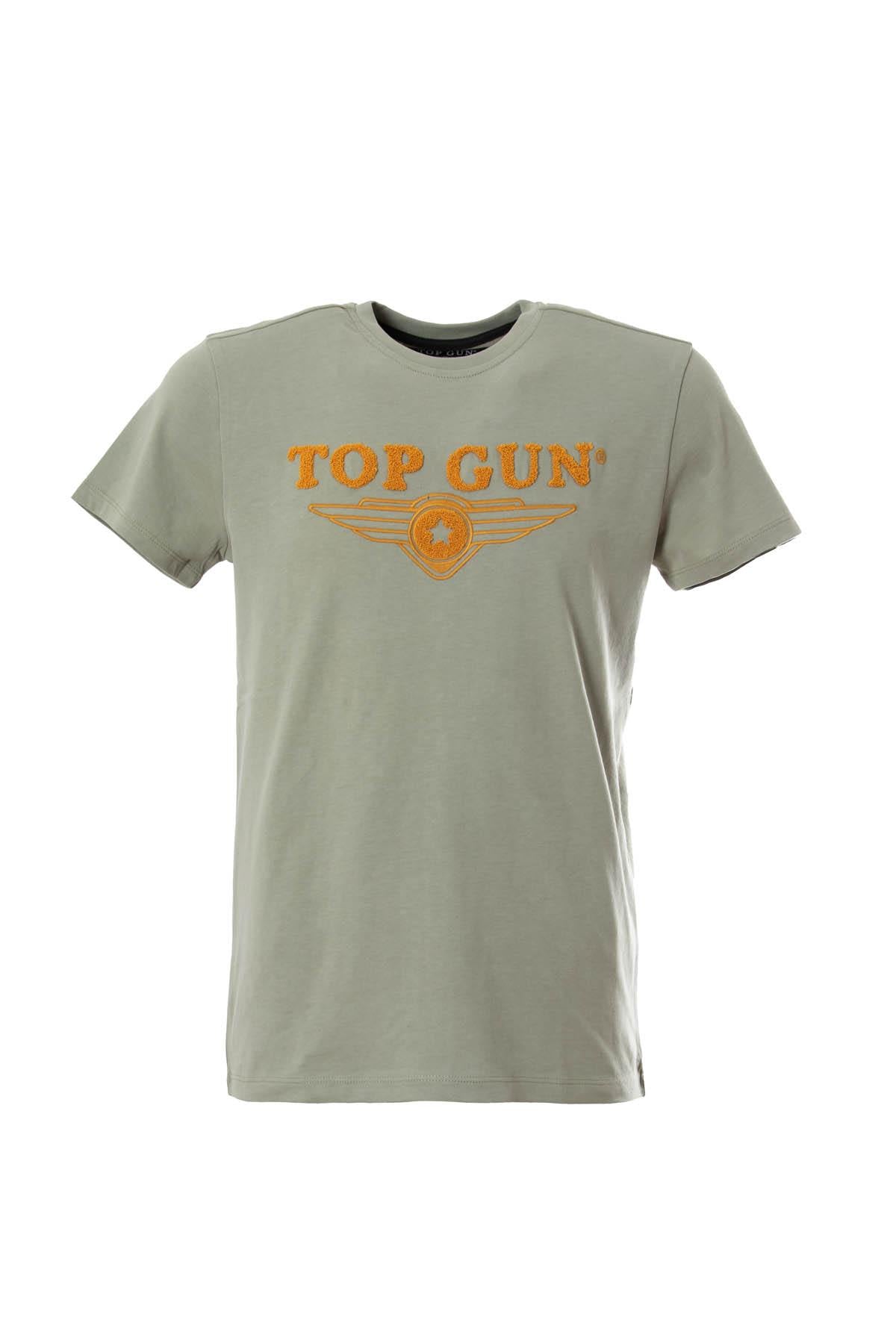 Top Gun khaki military style t-shirt - Image n°1