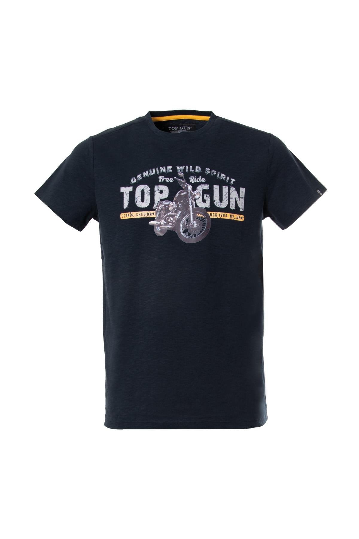 Navy blue biker t-shirt - Image n°1