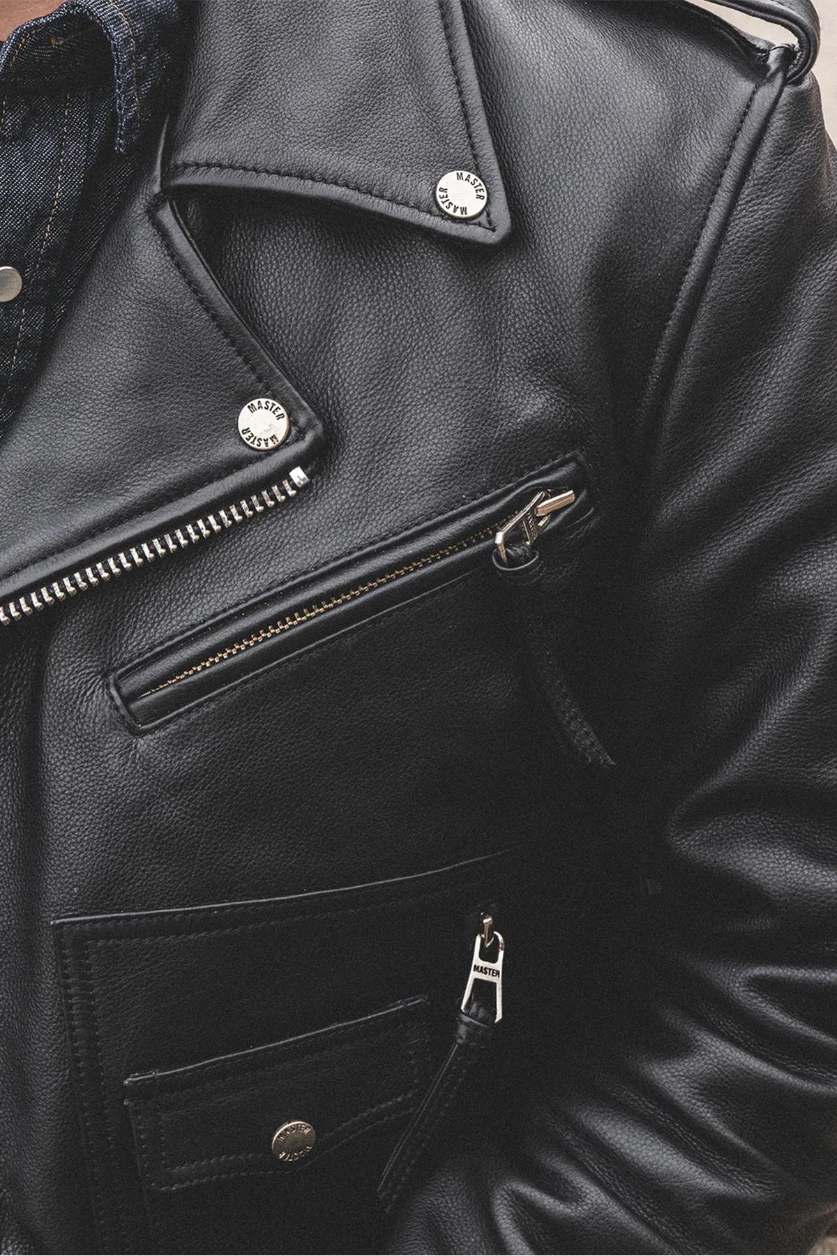 Cowhide leather biker Biker Jacket - Image n°8