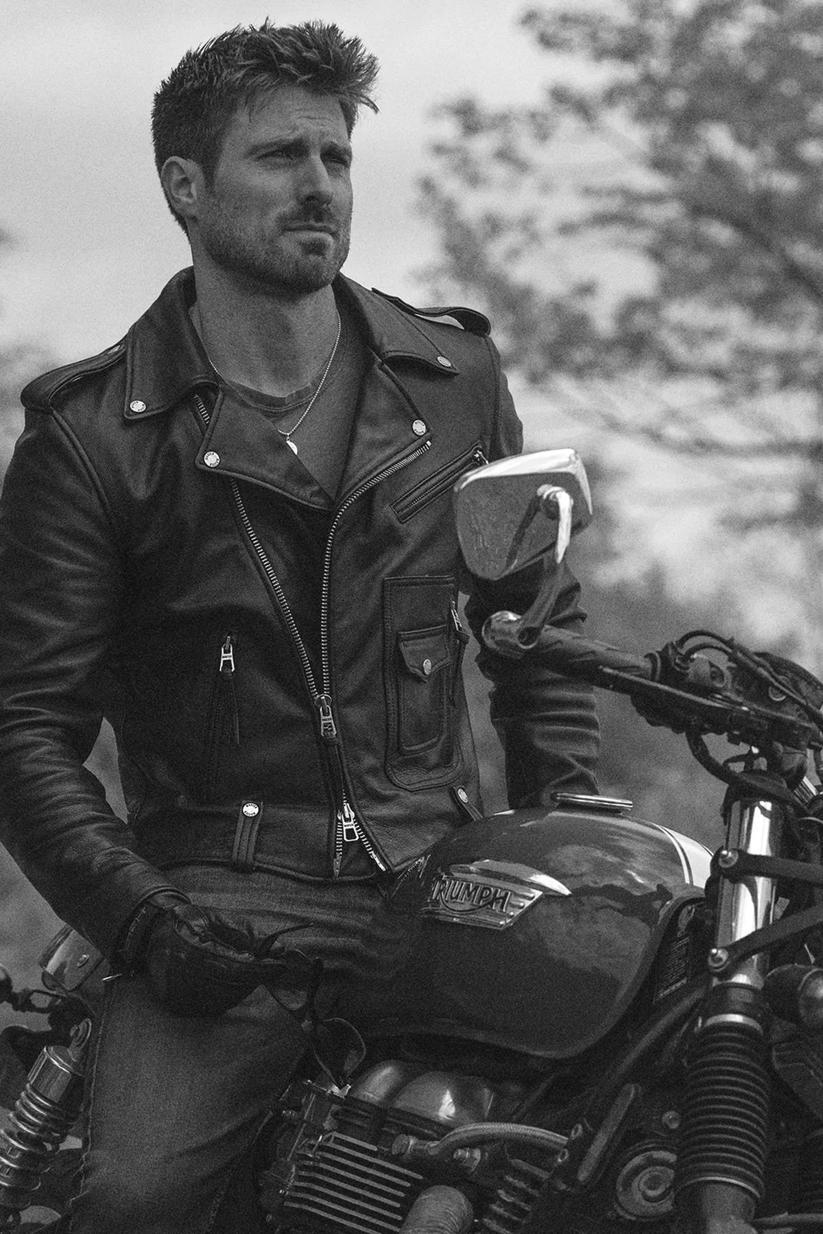 Cowhide leather biker Biker Jacket - Image n°3