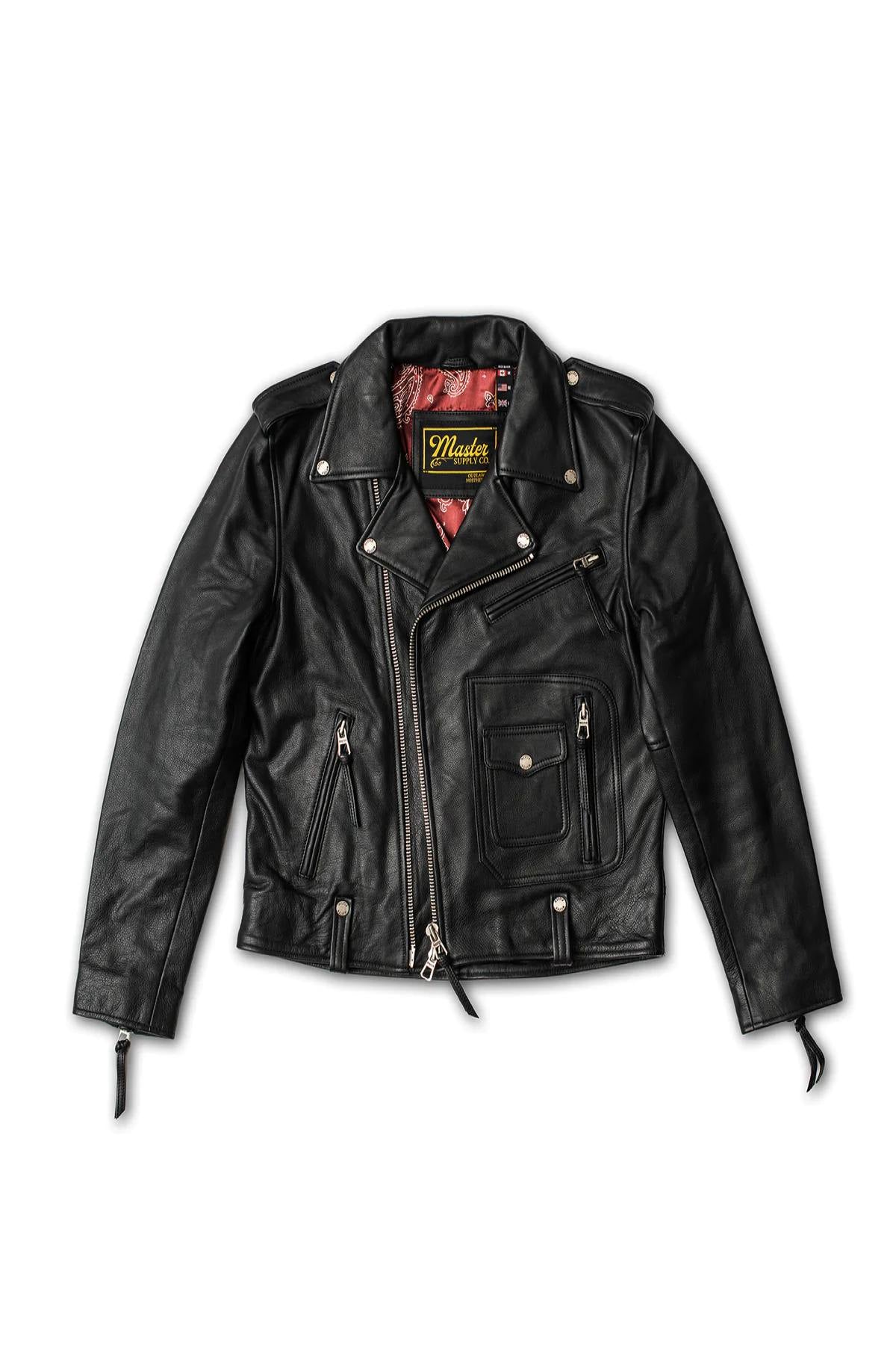 Cowhide leather biker Biker Jacket - Image n°2