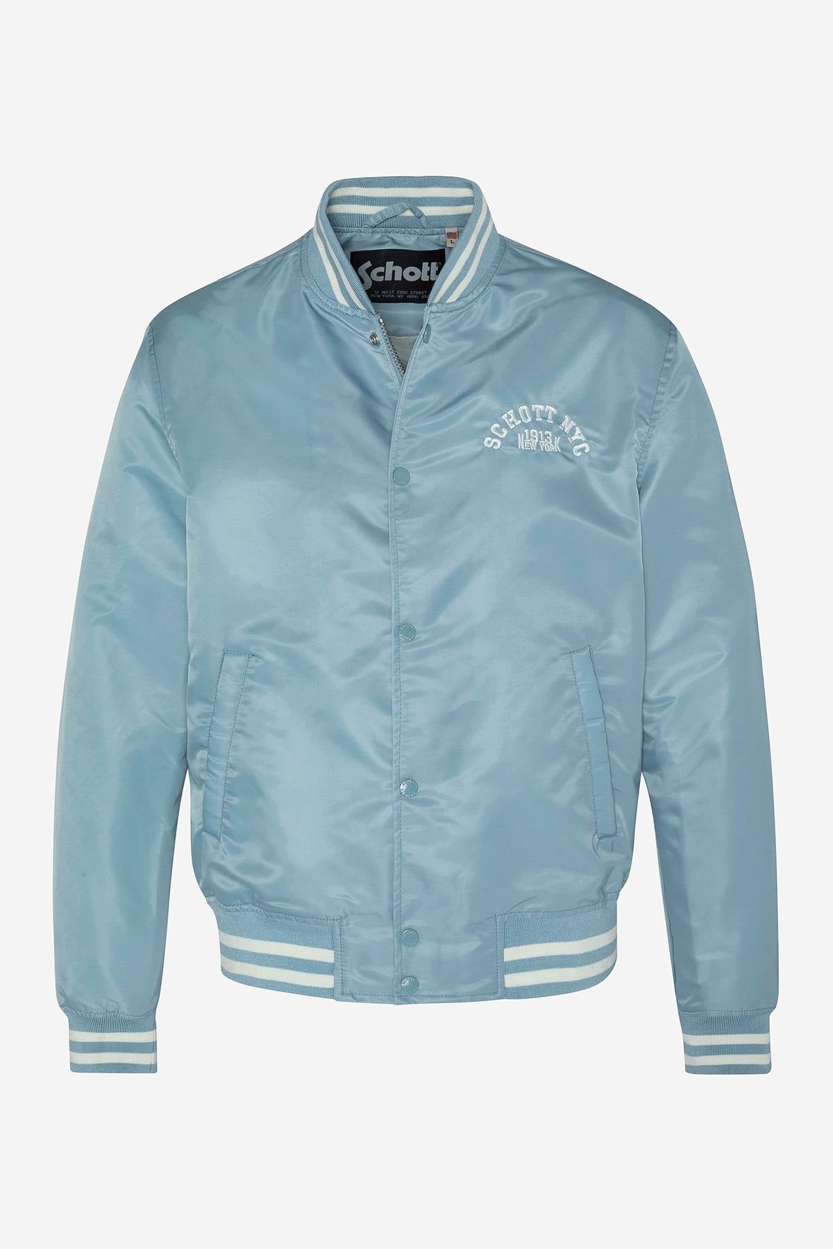 Light Blue Nylon Varsity Teddy - Image n°1