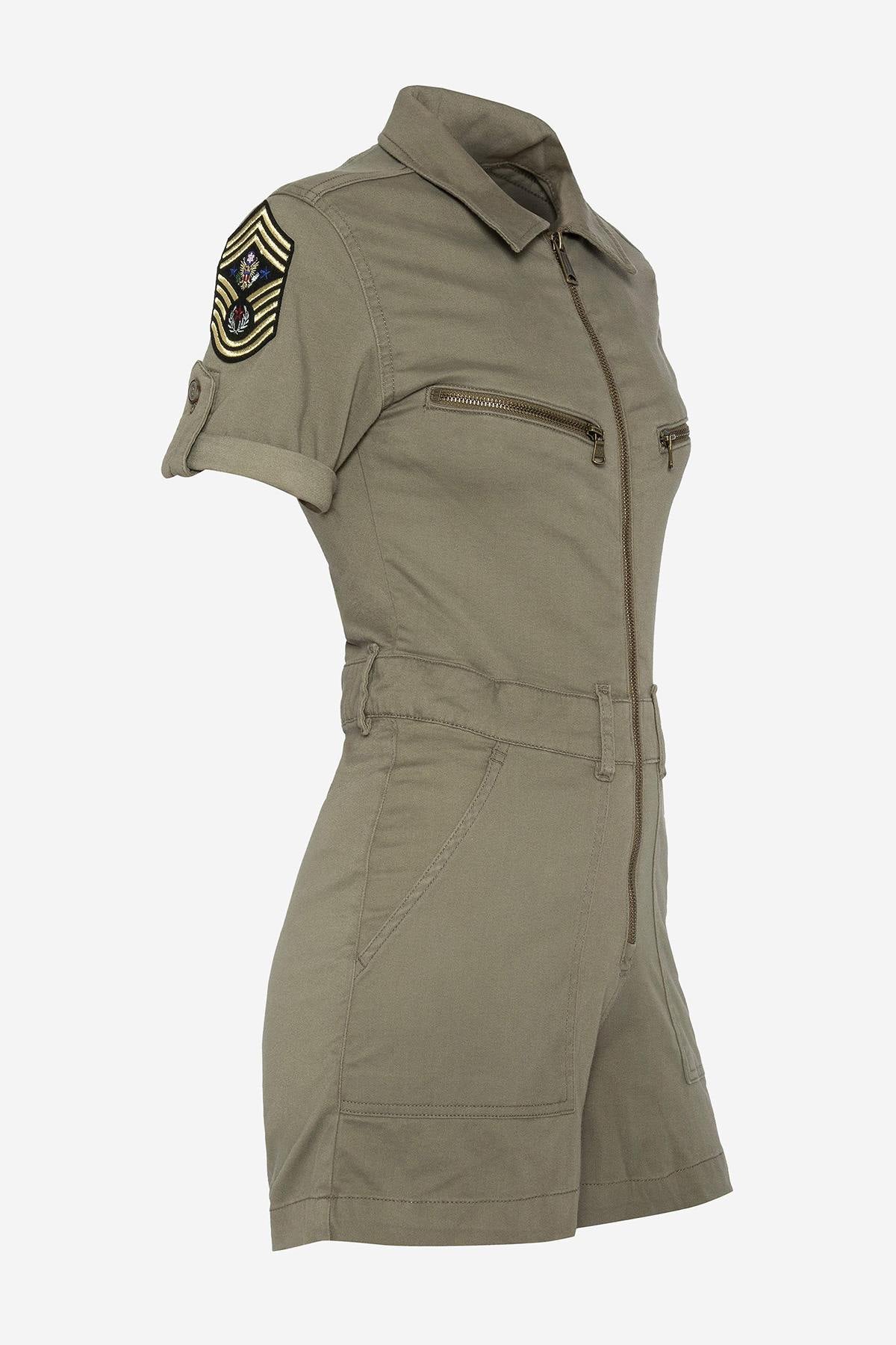 Oekotex military khaki playsuit - Image n°7