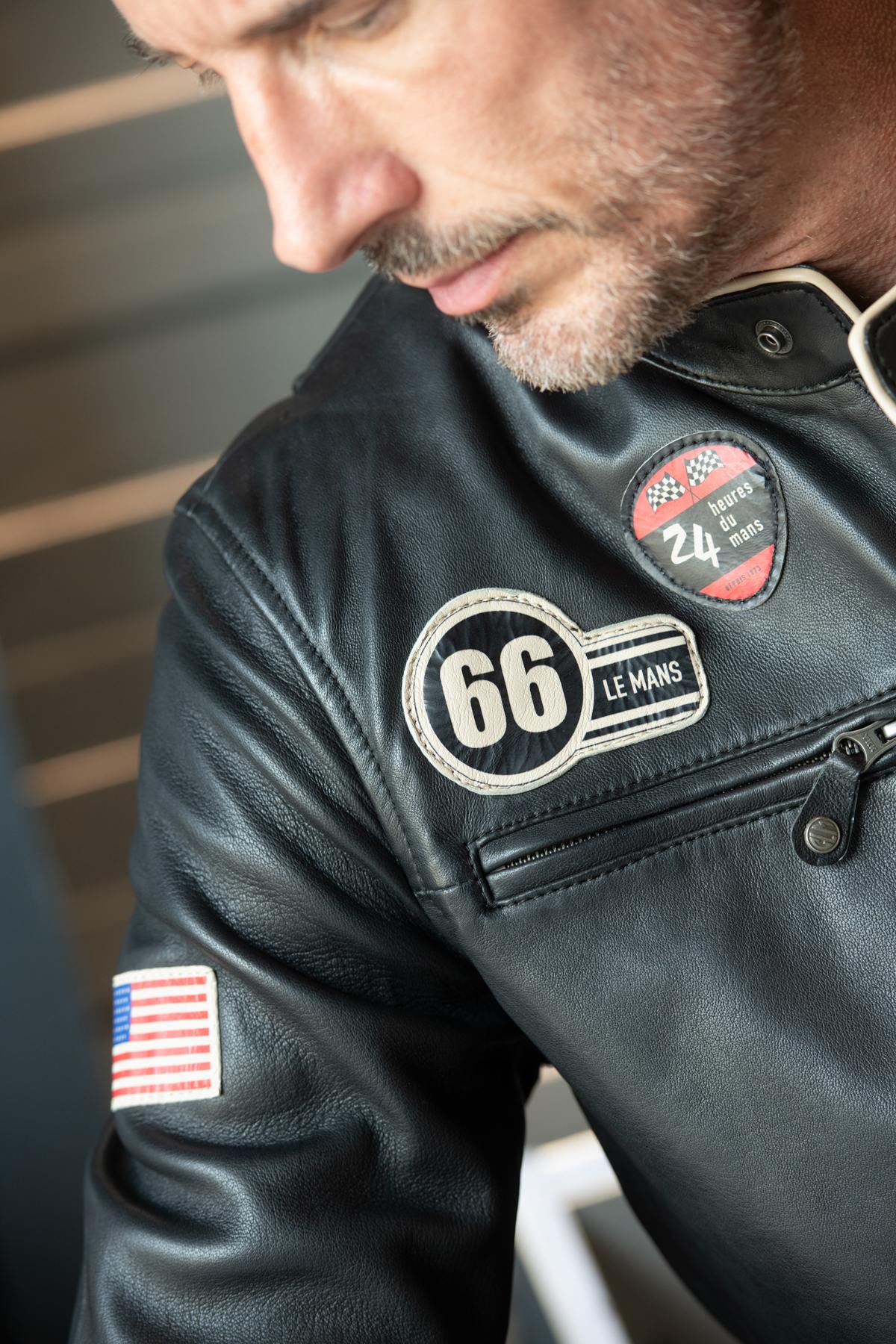 24h Le Mans 66 jacket in black leather - Image n°3