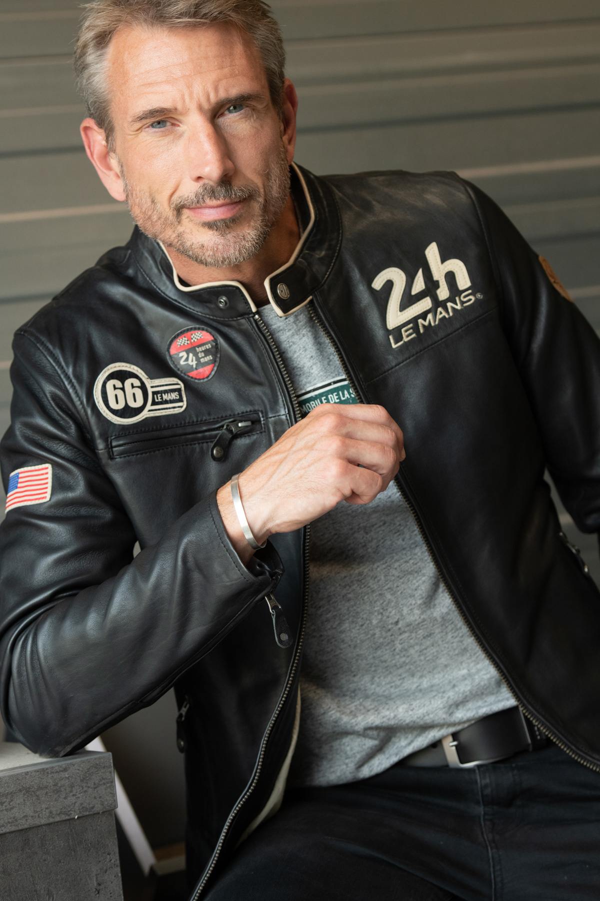 24h Le Mans 66 jacket in black leather - Image n°1