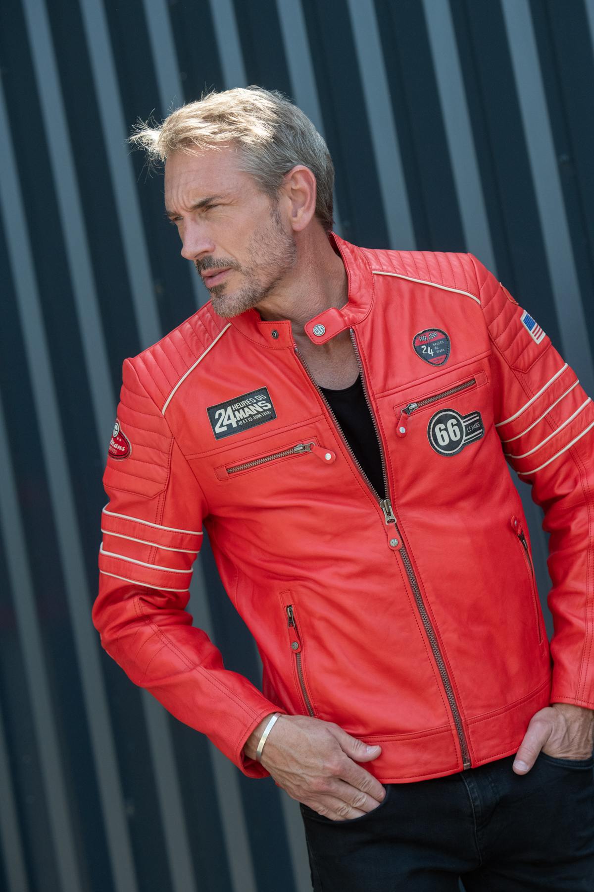 24h Le Mans racing jacket in red leather - Image n°1