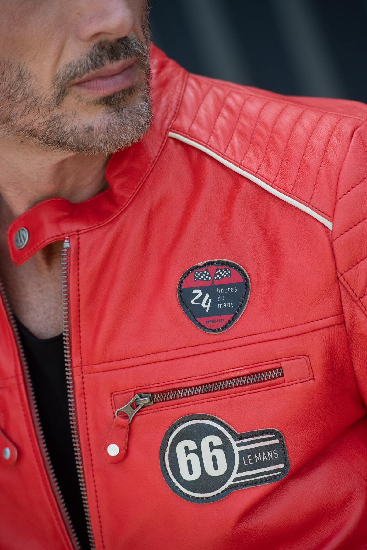 24h Le Mans racing jacket in red leather - Image n°3