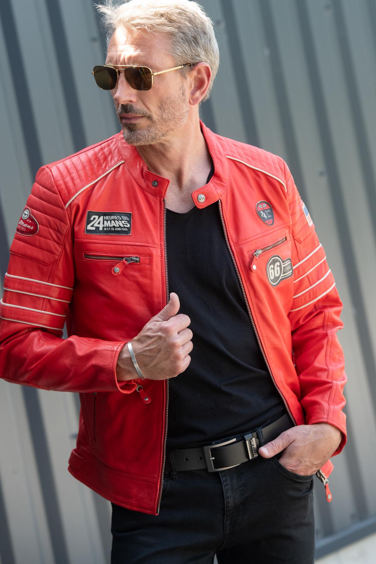 24h Le Mans racing jacket in red leather - Image n°4