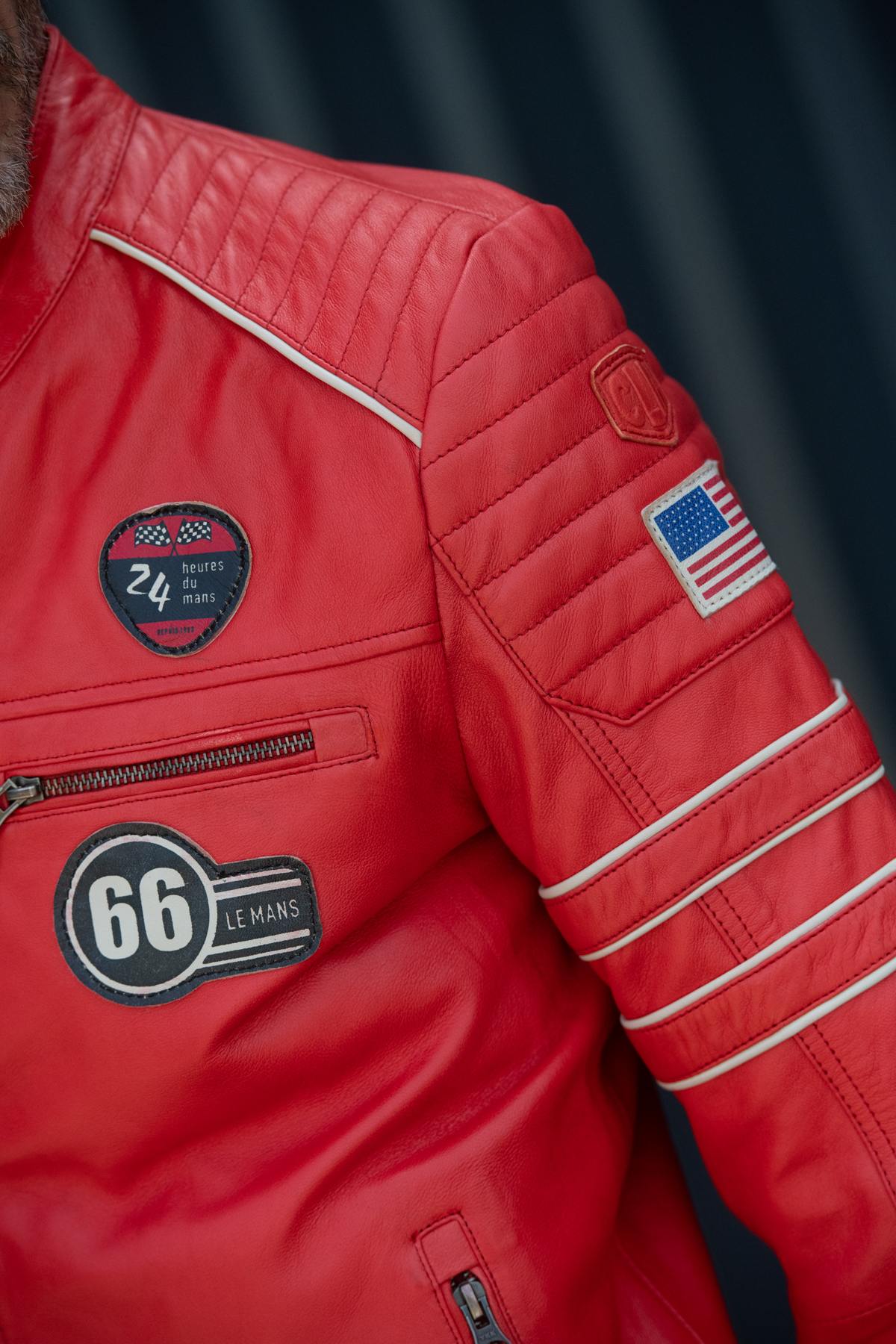 24h Le Mans racing jacket in red leather - Image n°5