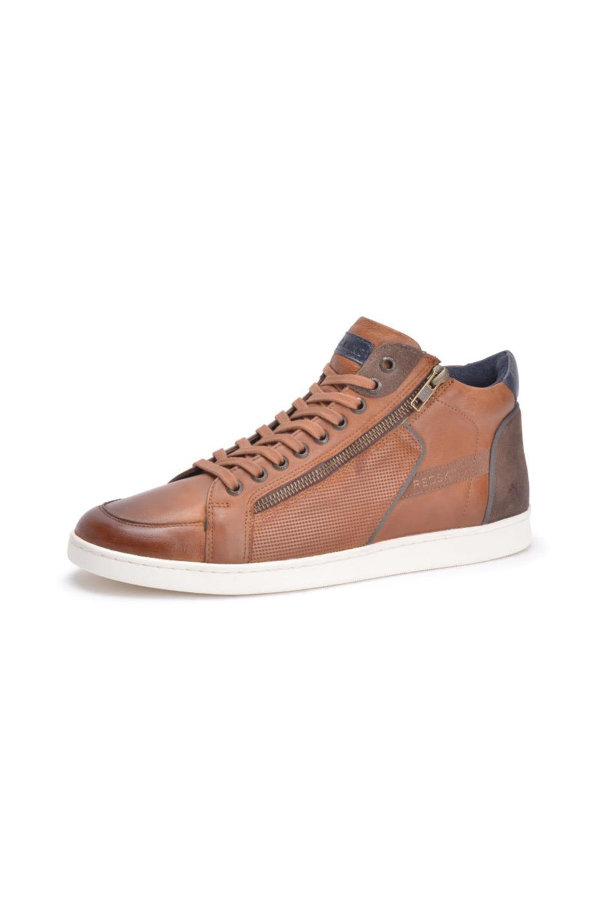 Brown mid-top leather sneakers - Image n°8