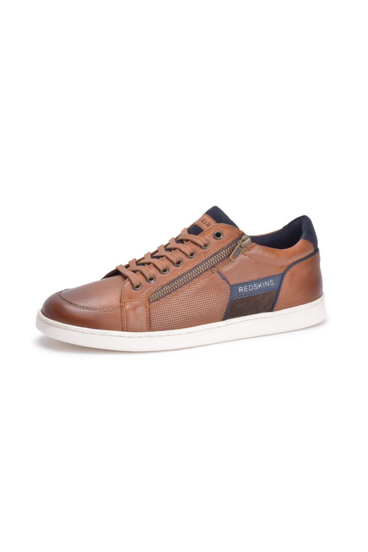 Cognac leather sneakers with zip - Image n°8