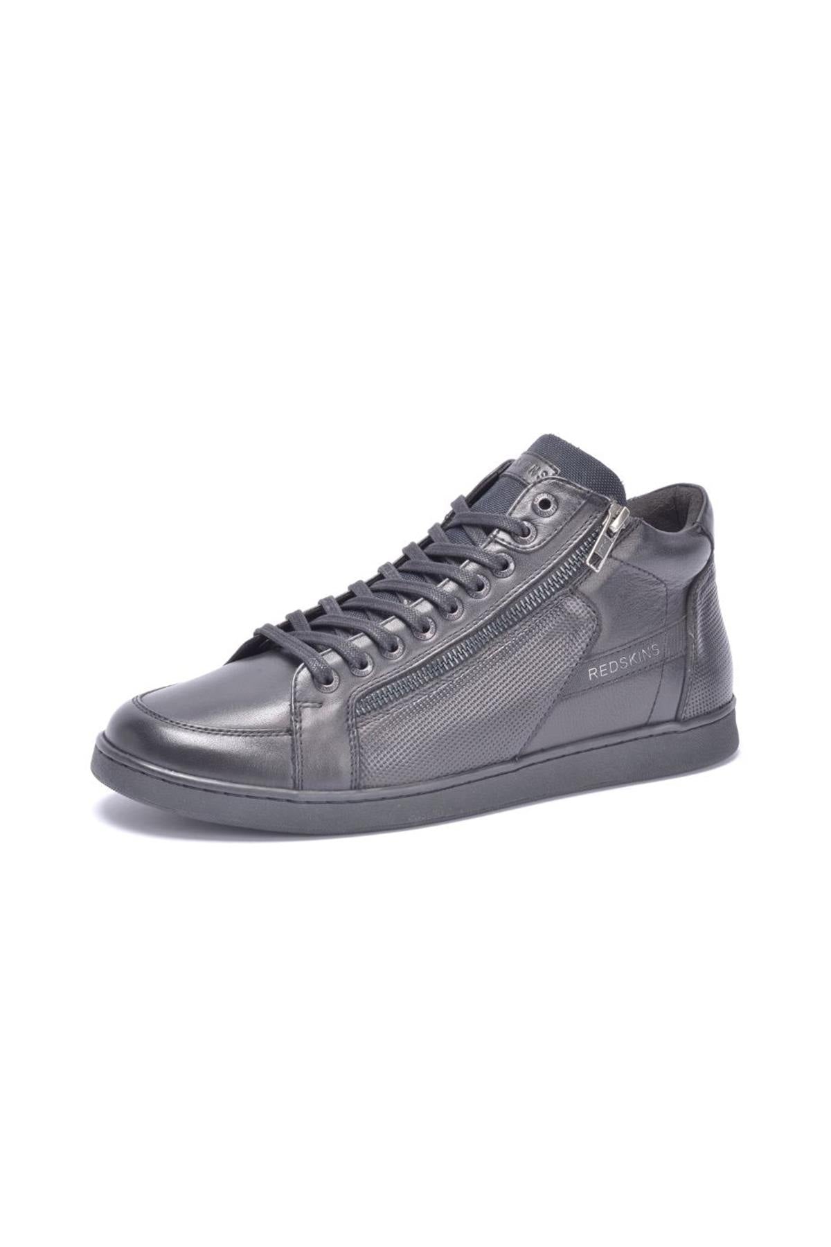 Monochrome black leather sneakers - Image n°8