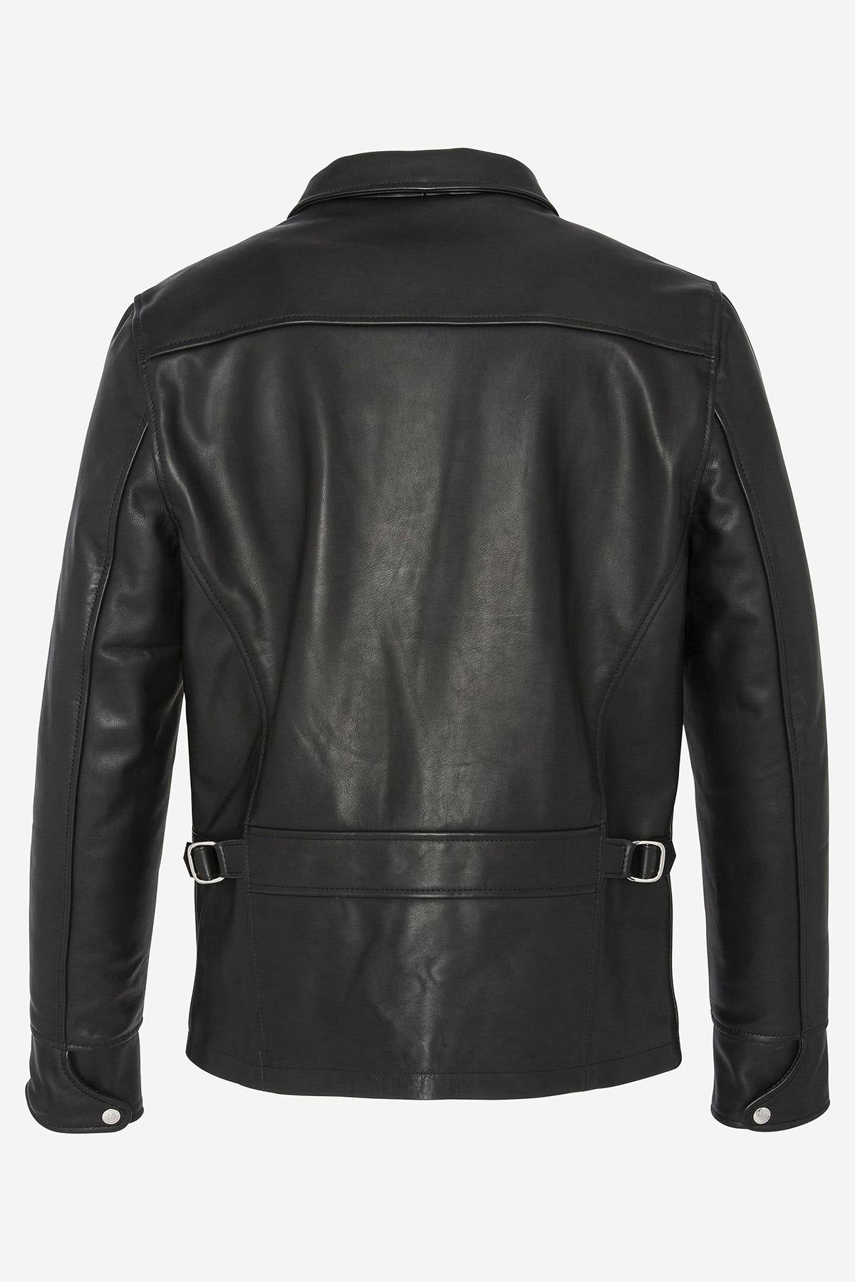 Black straight cut shirt collar jacket - Image n°10