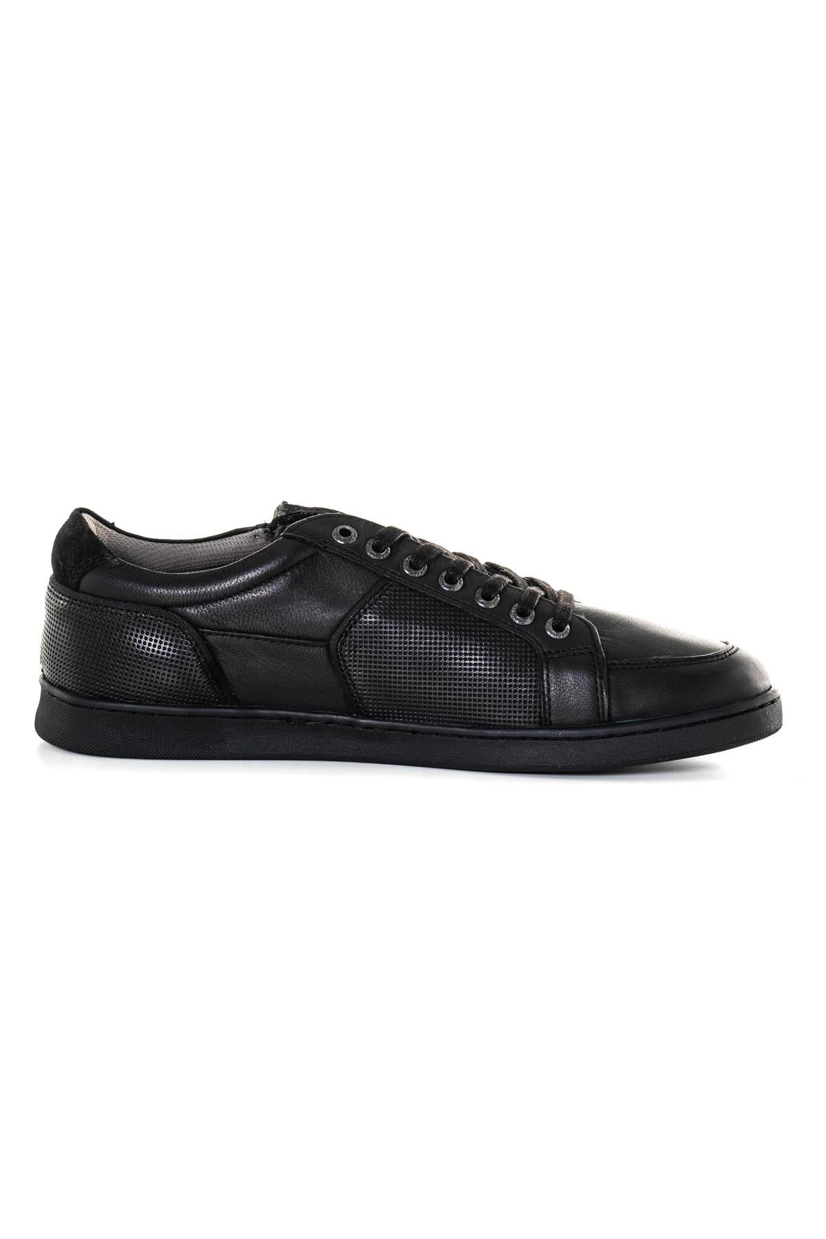 Black leather low-top sneakers - Image n°2