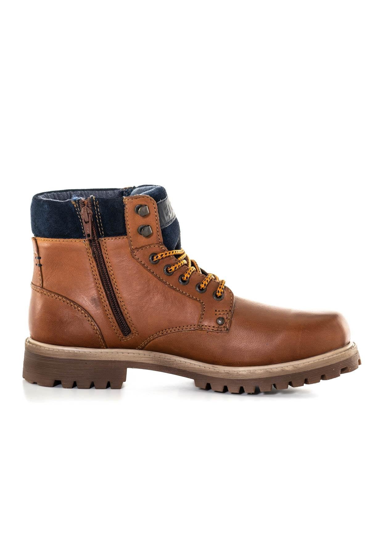 Cognac and navy blue boots - Image n°2