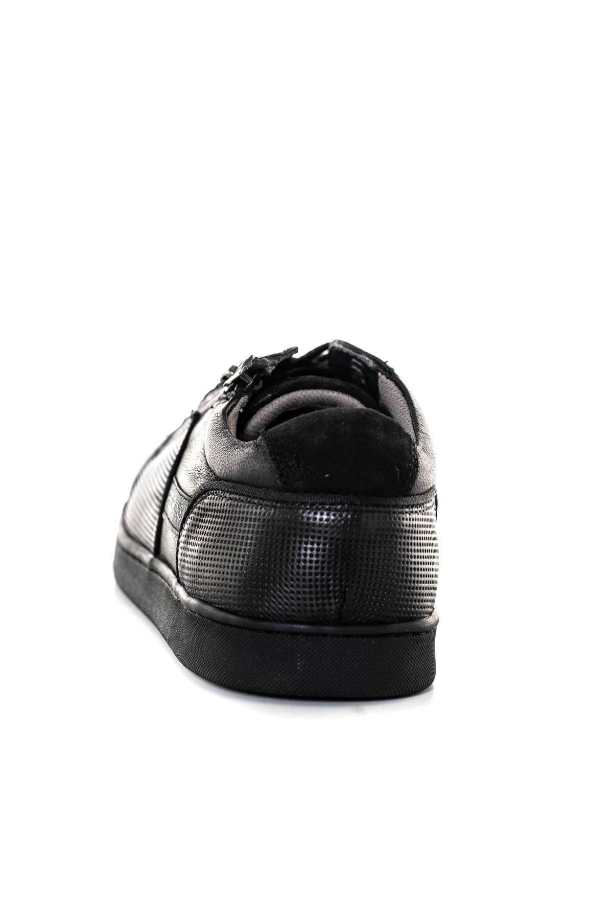 Black leather low-top sneakers - Image n°6