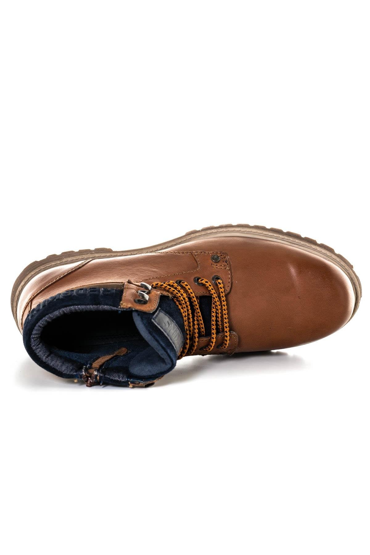 Cognac and navy blue boots - Image n°3