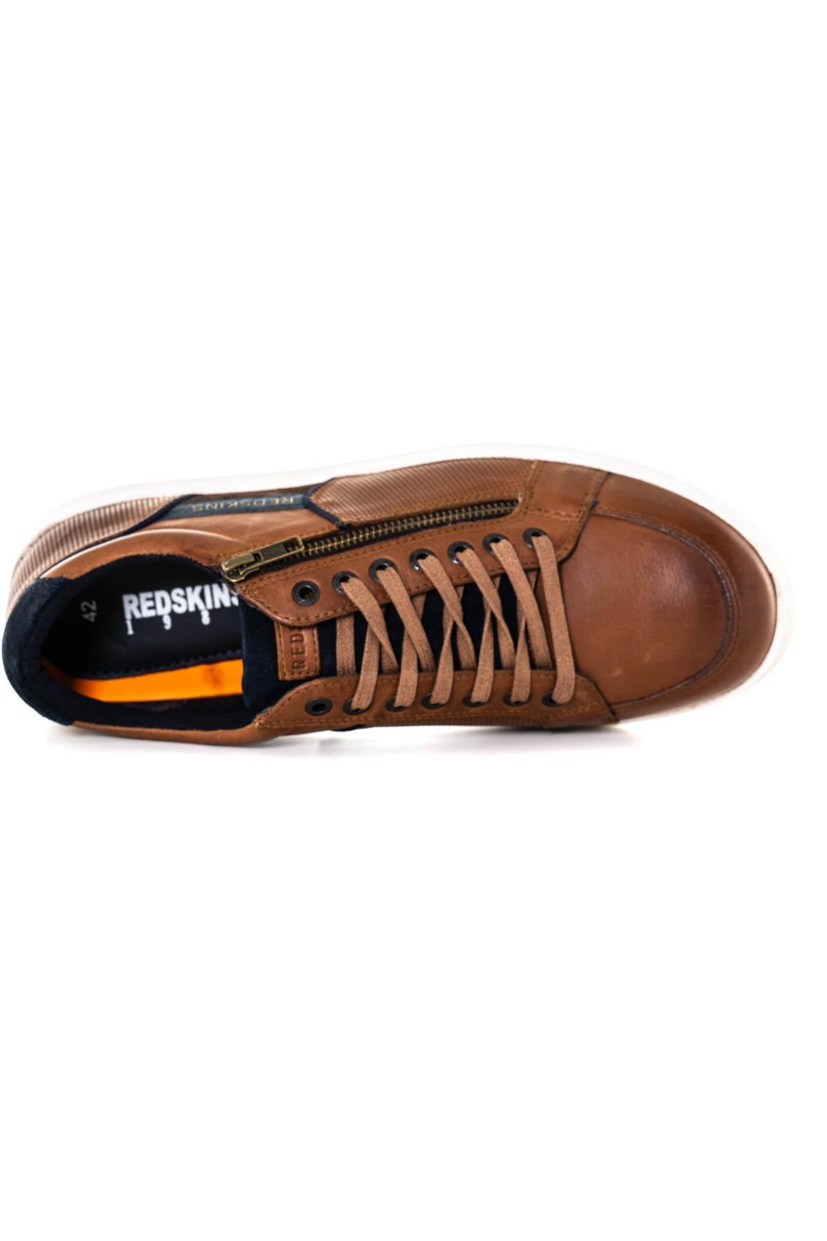 Cognac leather sneakers with zip - Image n°3