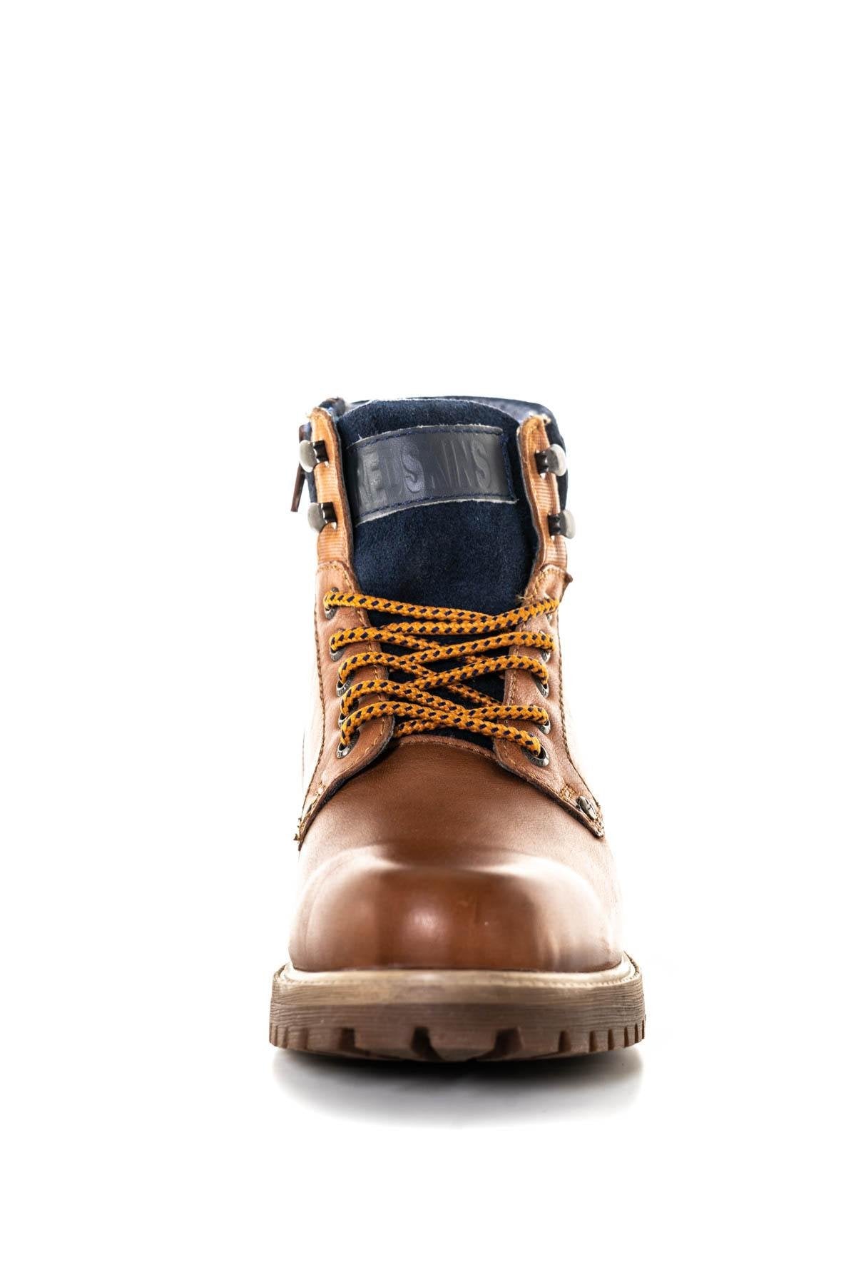 Cognac and navy blue boots - Image n°5