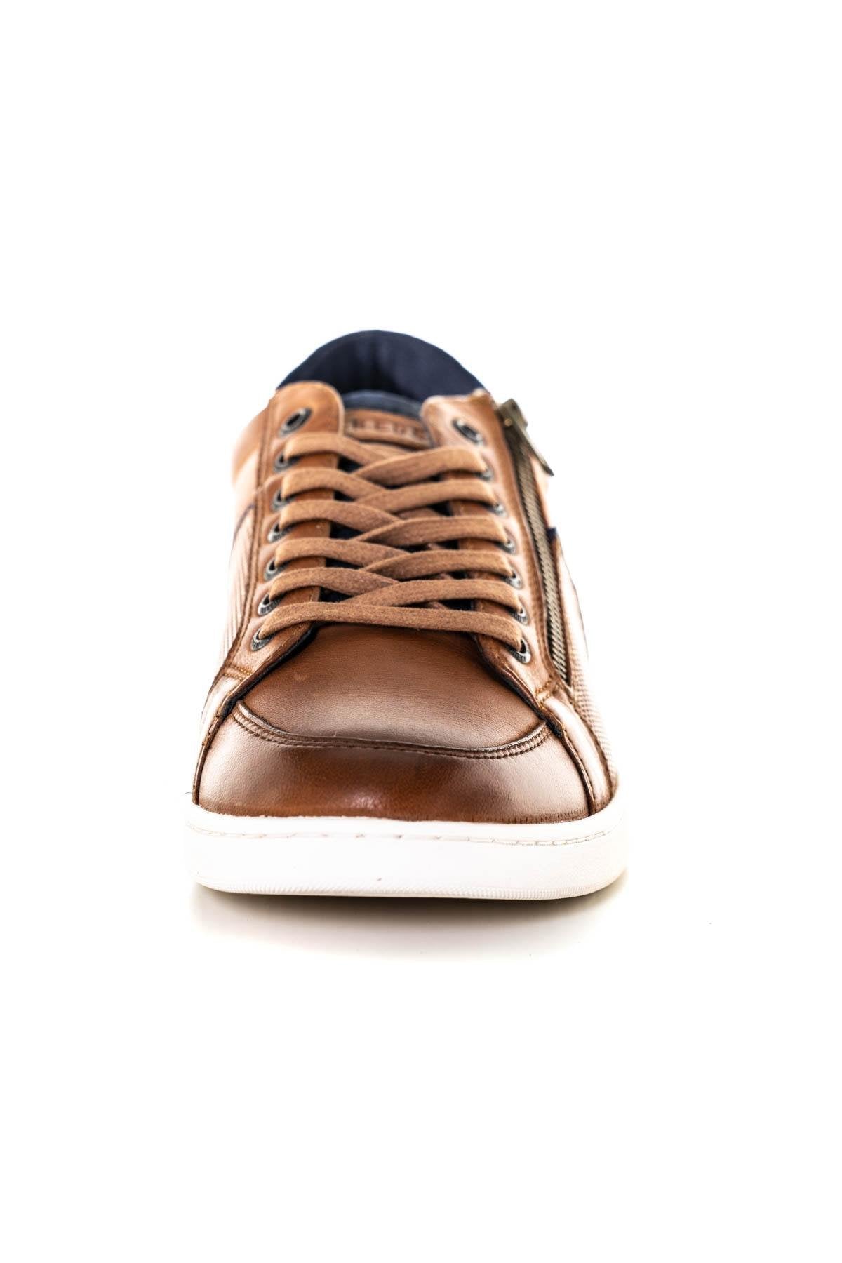 Cognac leather sneakers with zip - Image n°5