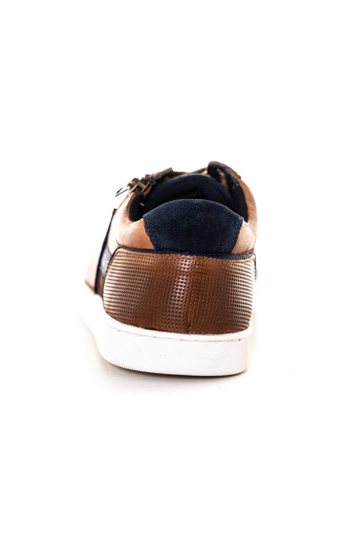 Cognac leather sneakers with zip - Image n°6