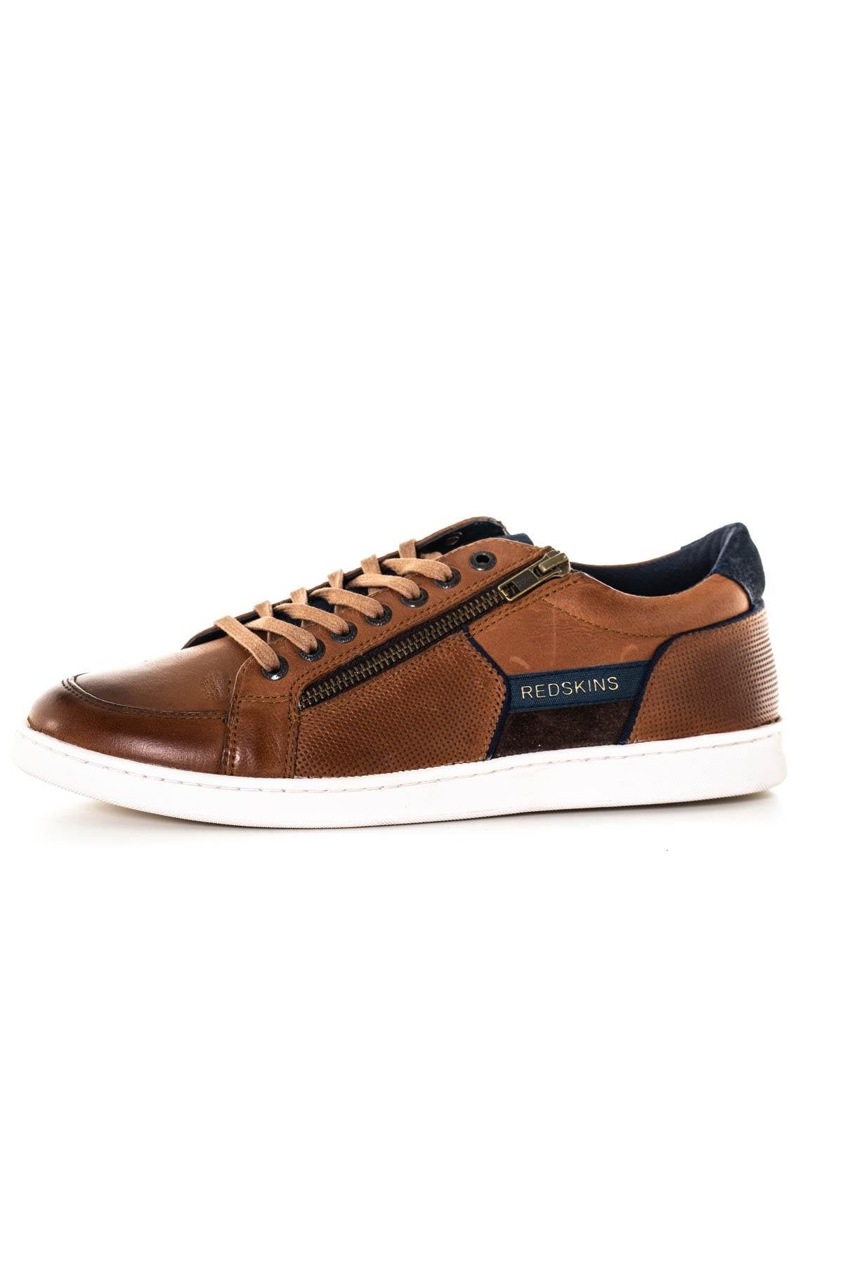 Cognac leather sneakers with zip - Image n°7