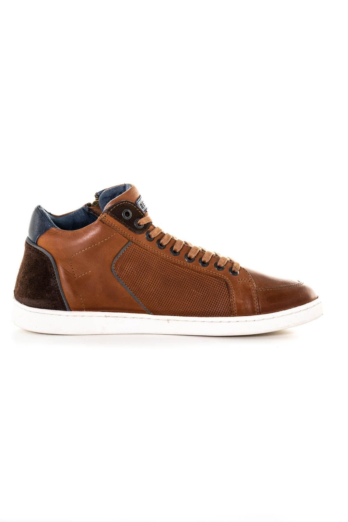 Brown mid-top leather sneakers - Image n°2