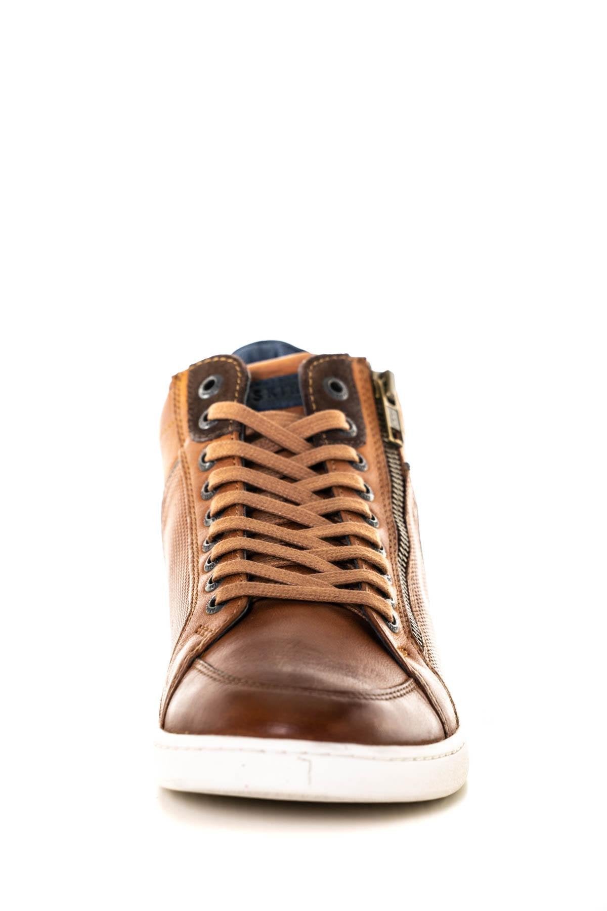 Brown mid-top leather sneakers - Image n°5