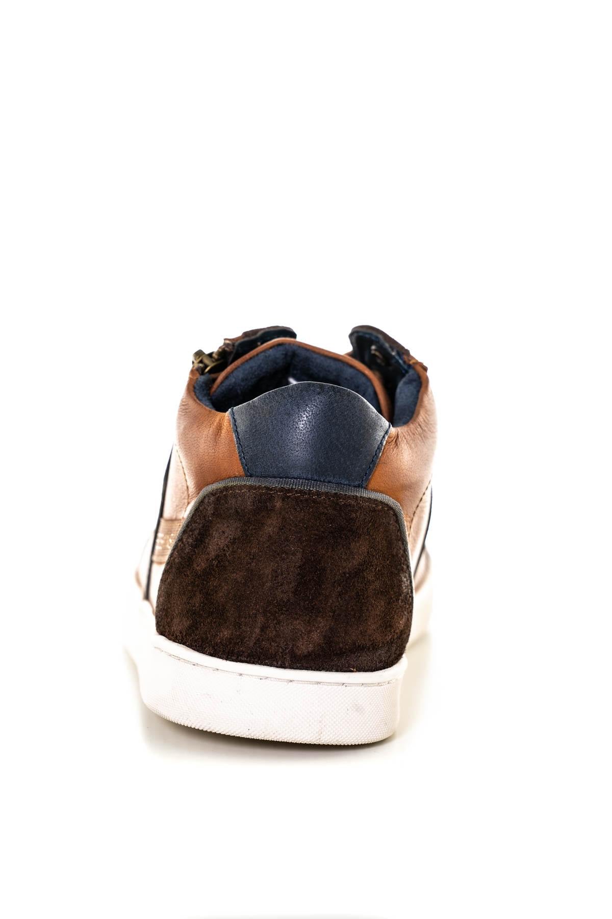 Brown mid-top leather sneakers - Image n°6