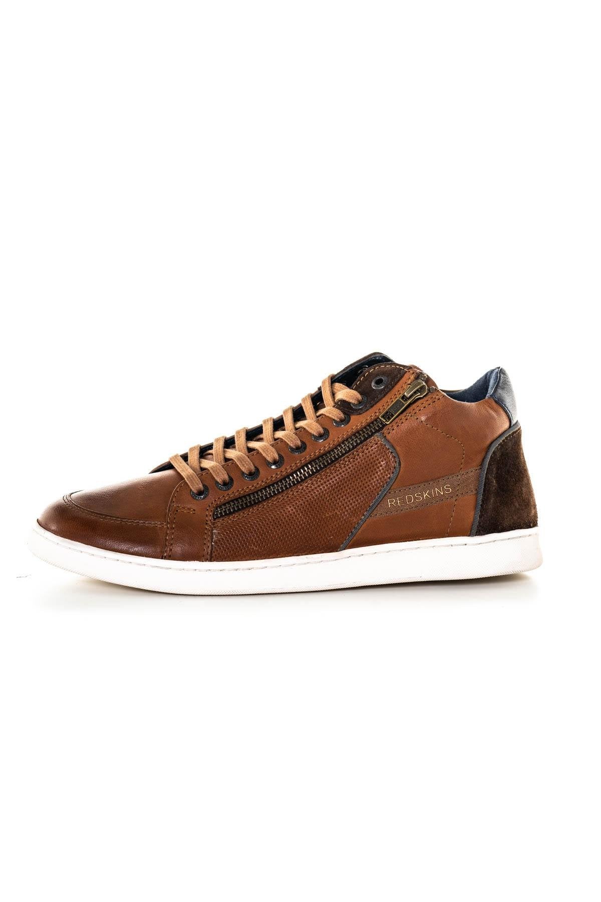 Brown mid-top leather sneakers - Image n°7