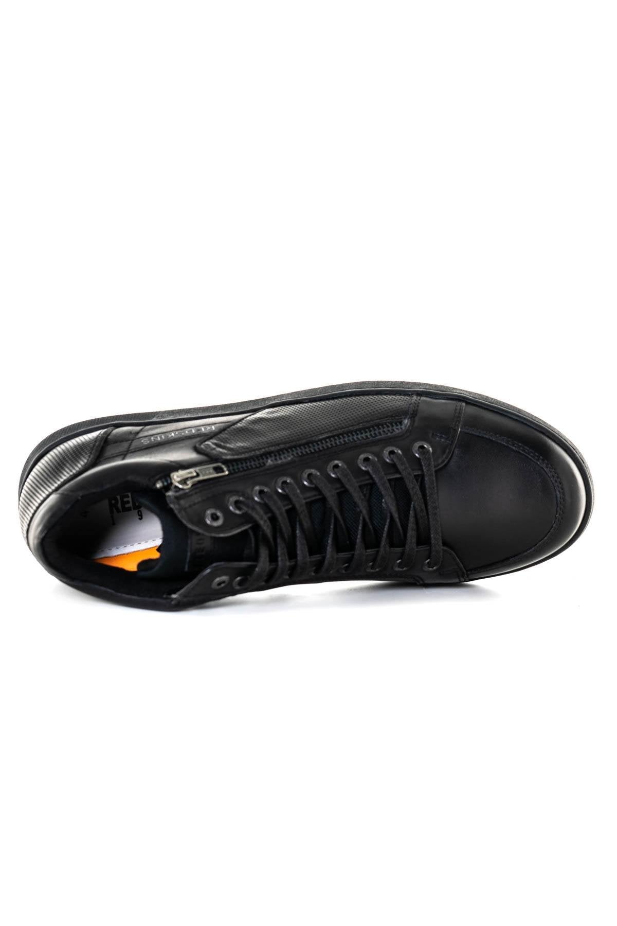 Monochrome black leather sneakers - Image n°3