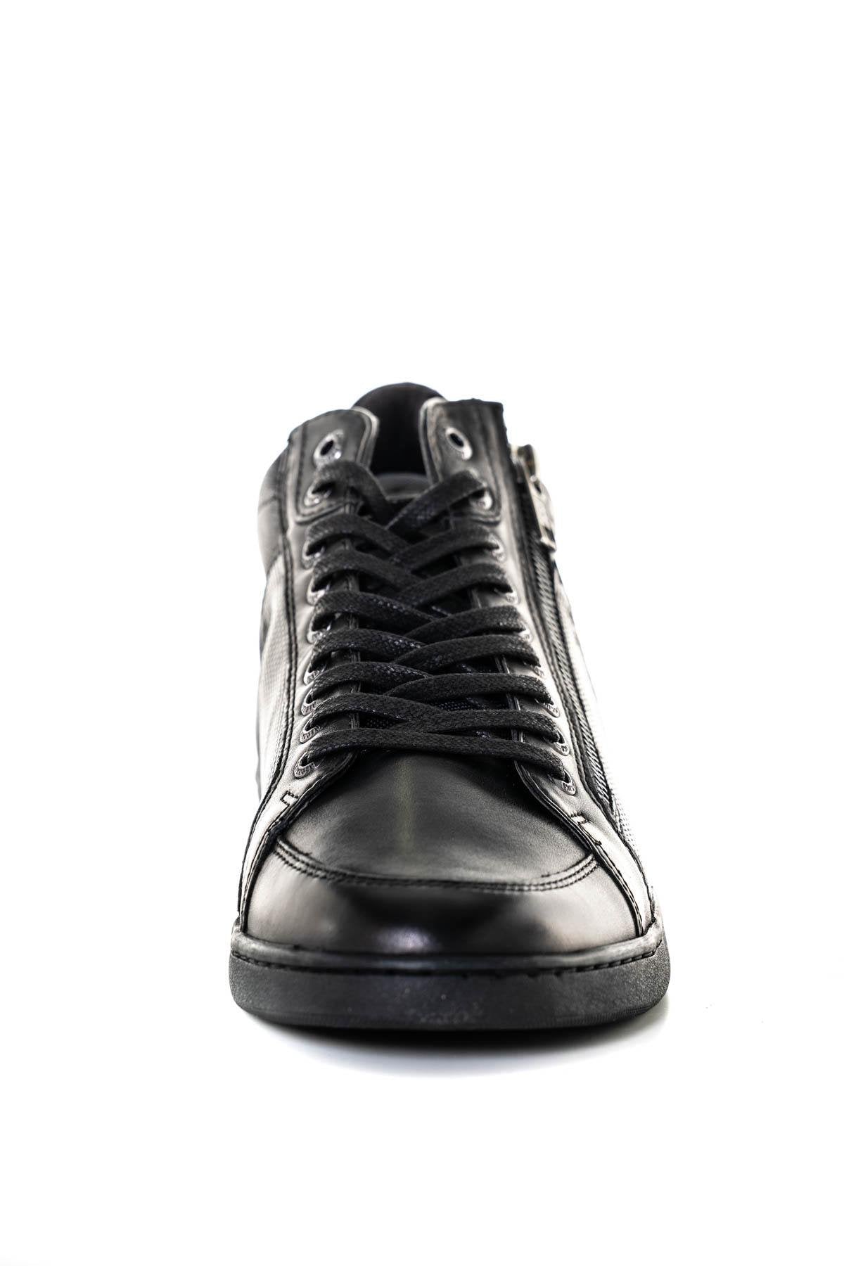 Monochrome black leather sneakers - Image n°5