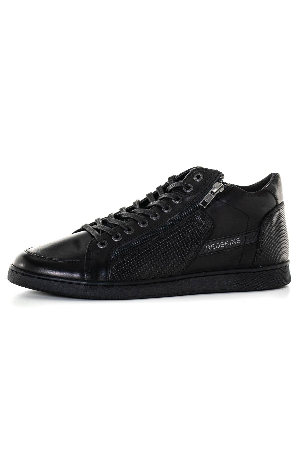 Monochrome black leather sneakers - Image n°7