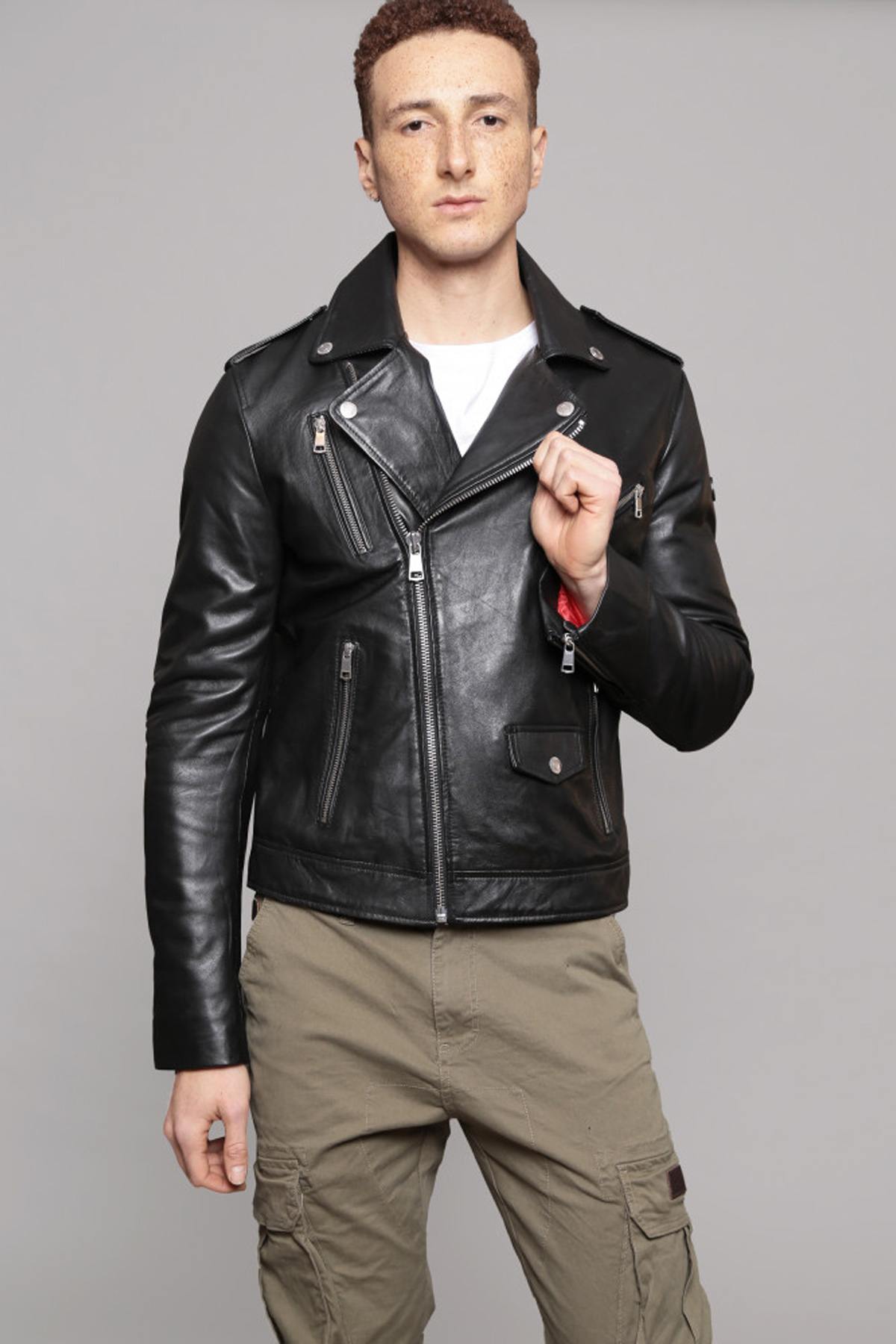 Perfecto style jacket in black lambskin - Image n°4