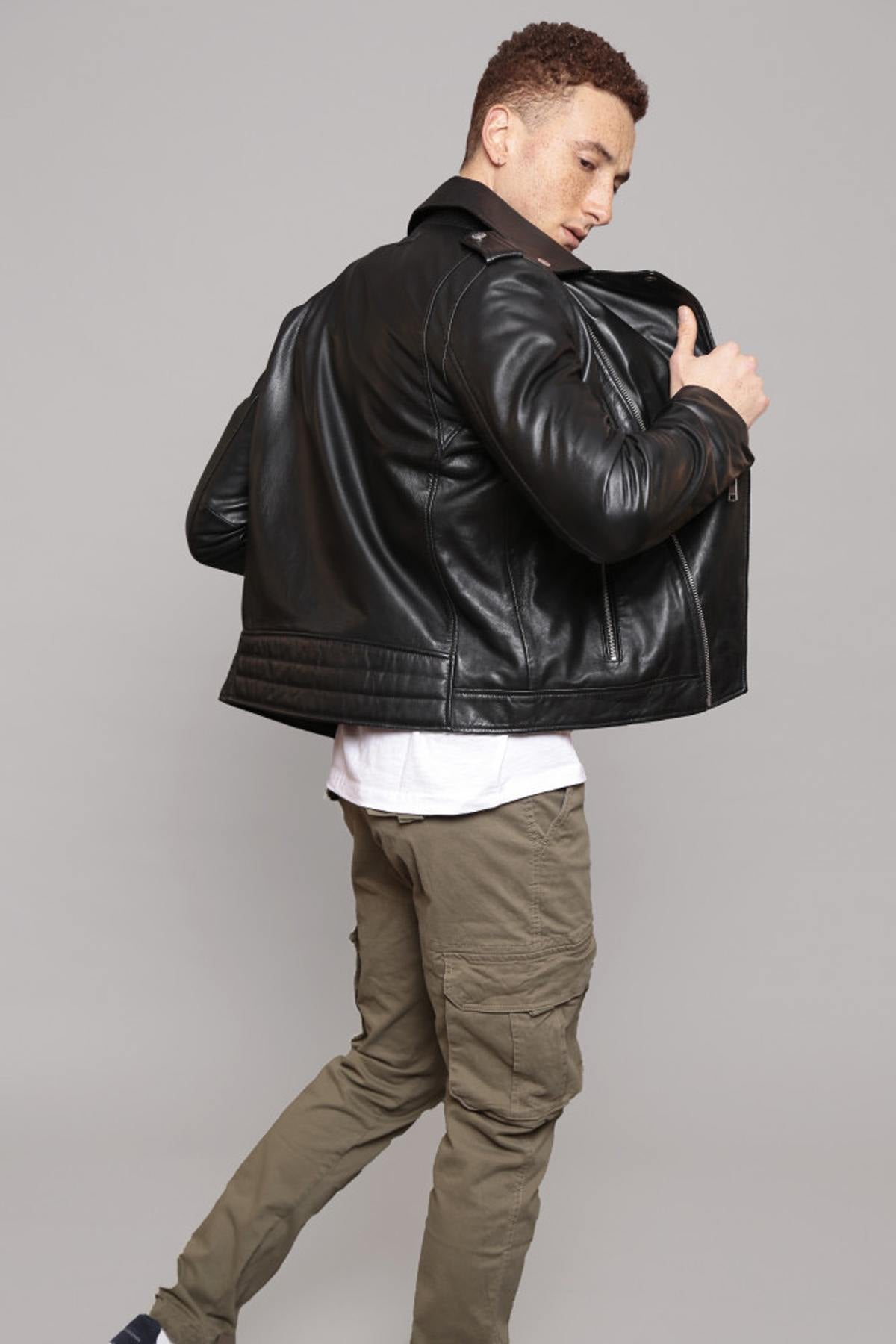 Perfecto style jacket in black lambskin - Image n°3