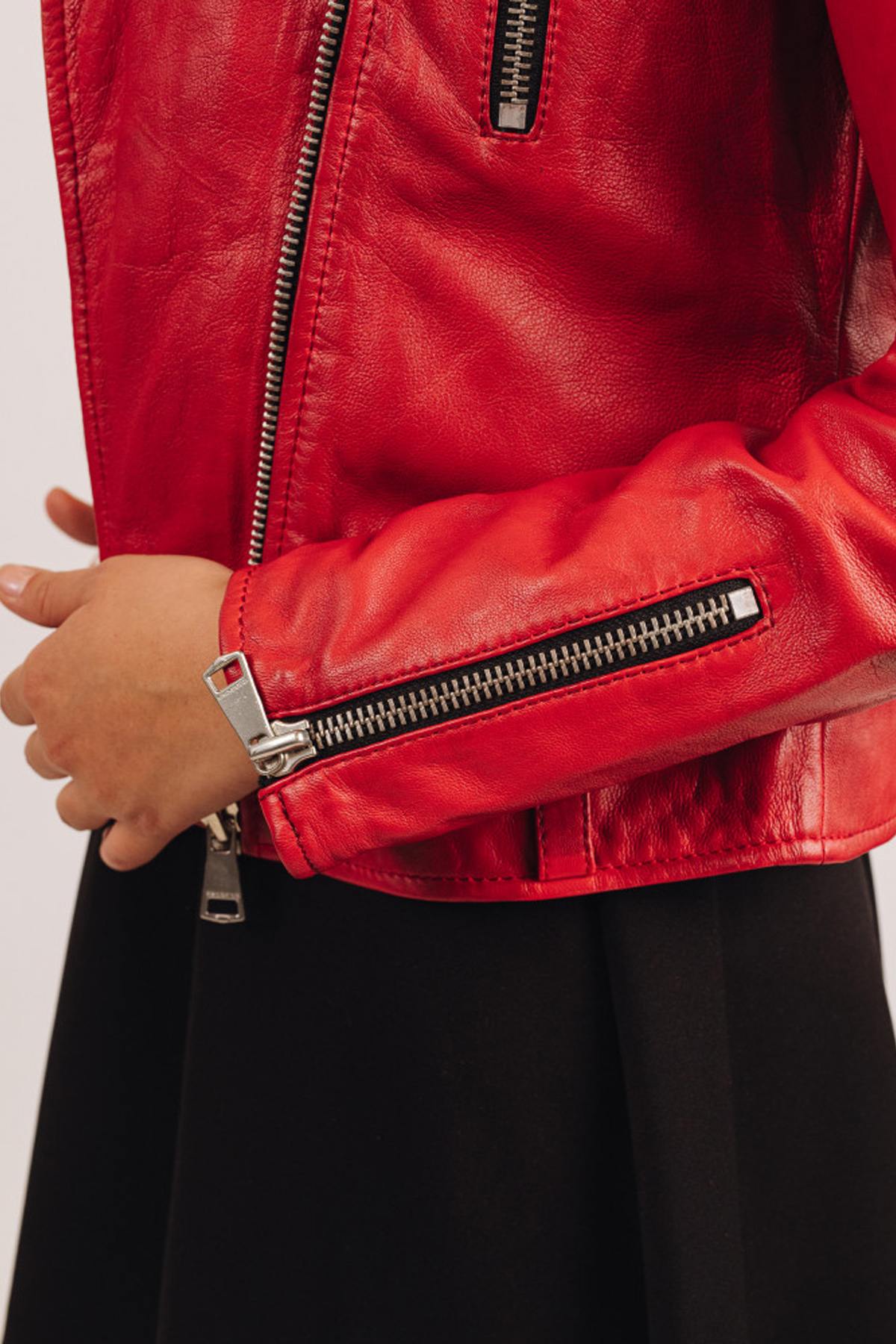 Perfecto style jacket in red sheep leather - Image n°8