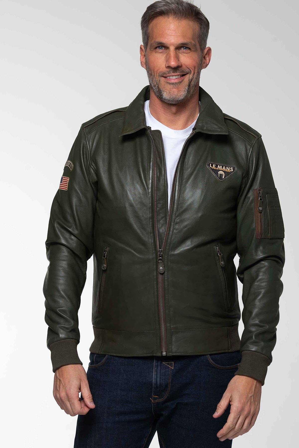 Steve McQueen Le Mans jacket in khaki leather - Image n°2