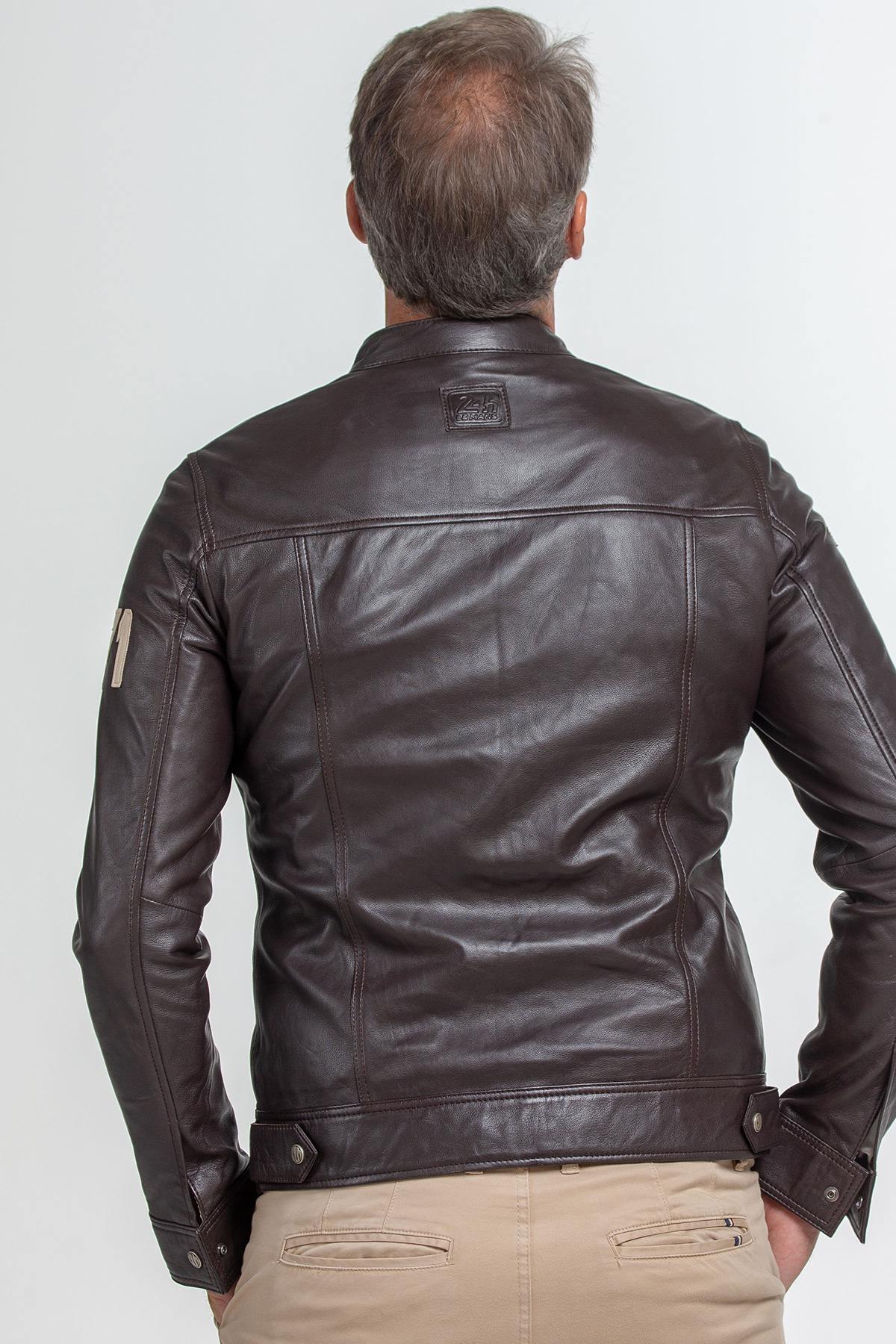 McQueen racing jacket in brown genuine leather - Image n°2