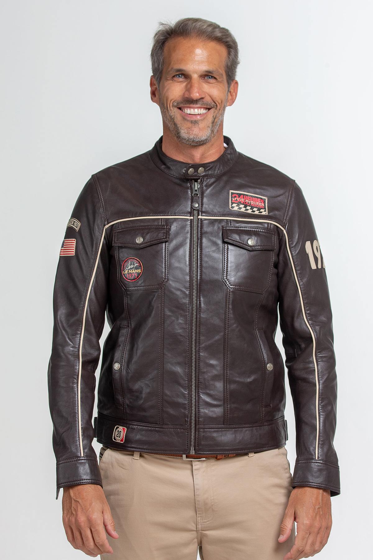 McQueen racing jacket in brown genuine leather - Image n°3